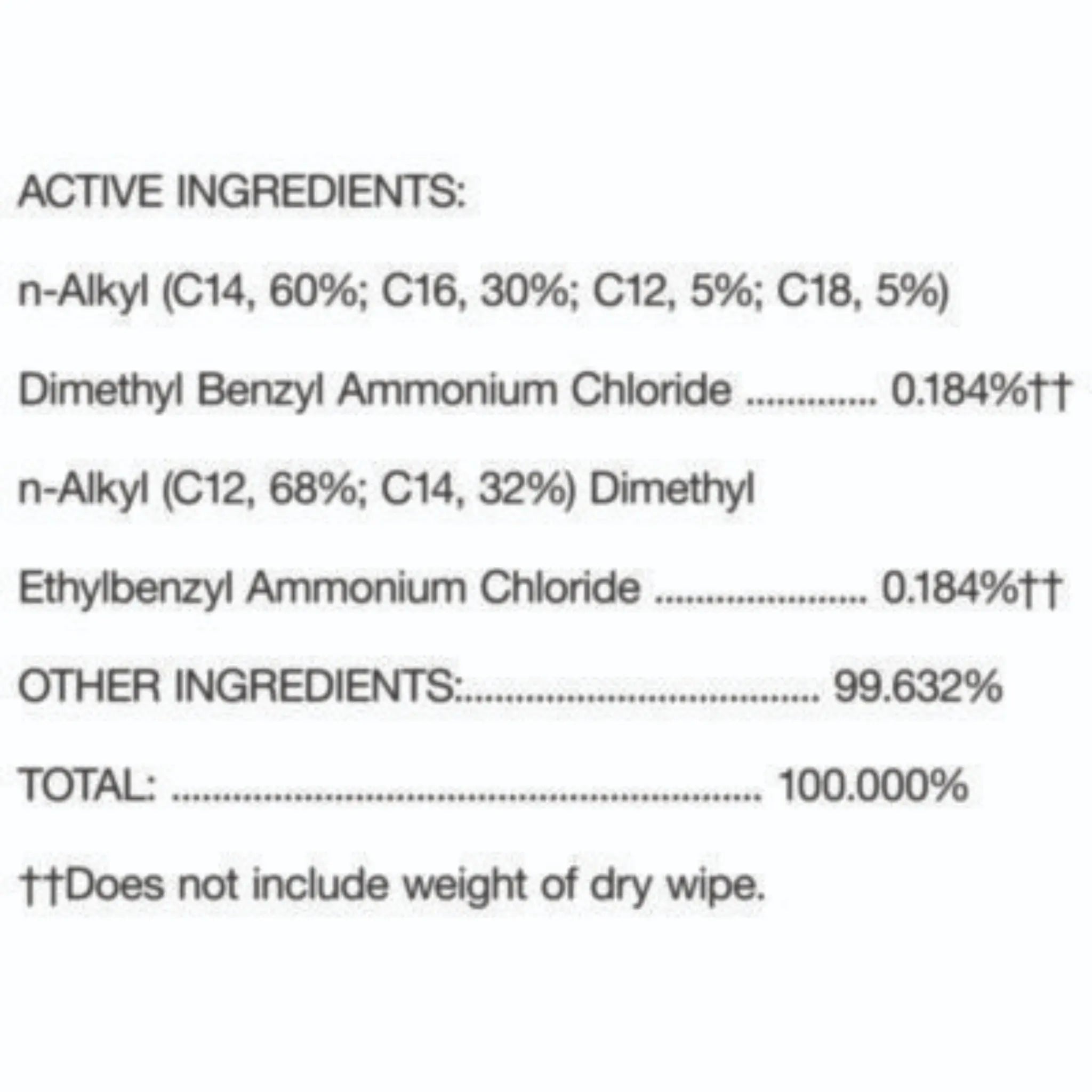 CLOROX SALES CO. CLO01593EA Disinfecting Wipes, Active Ingredients