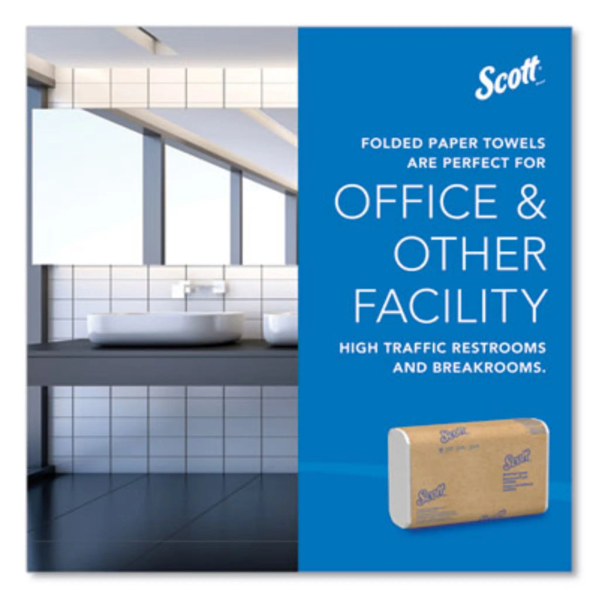 KIMBERLY-CLARK Scott 01804 Essential Multi-Fold Towels, Absorbency Pockets, 1-Ply, 9.2 x 9.4, White, Carton of 16 Packs 