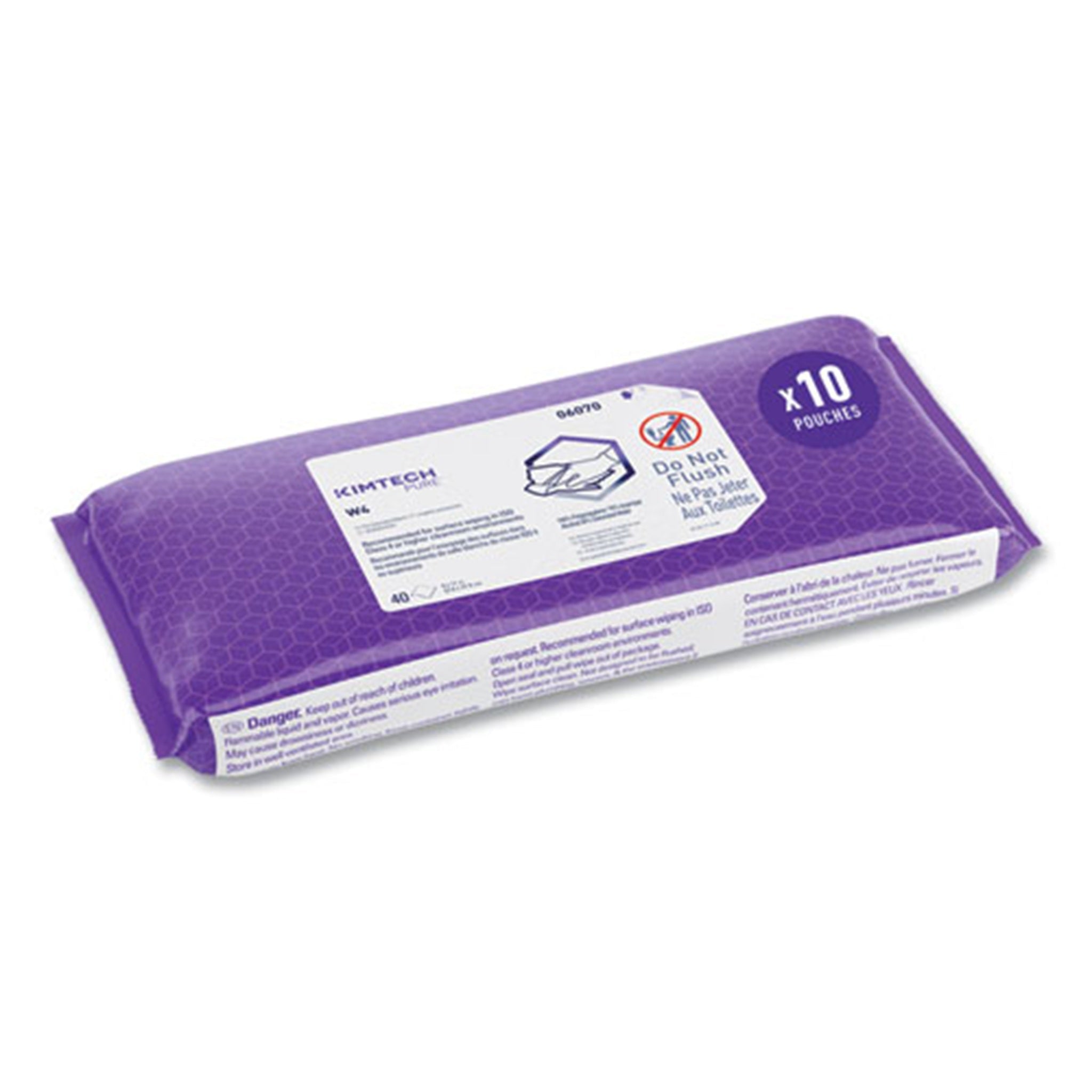 Kimberly-Clark Kimtech 06070 W4 Pre-Saturated Alcohol Wipers, 70% IPA, 1-Ply, 9 x 11, White, Pack of 40, Carton of 10 Packs 