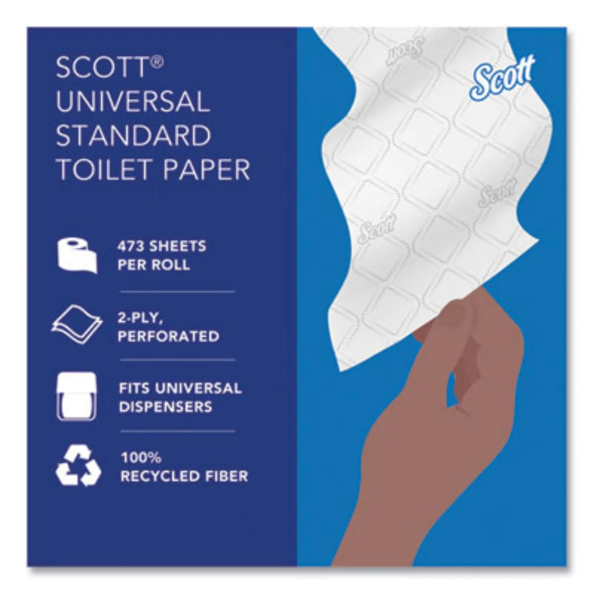 KIMBERLY-CLARK Scott 13217 Essential 100% Recycled Fiber SRB Bathroom Tissue, Universal Standard Paper