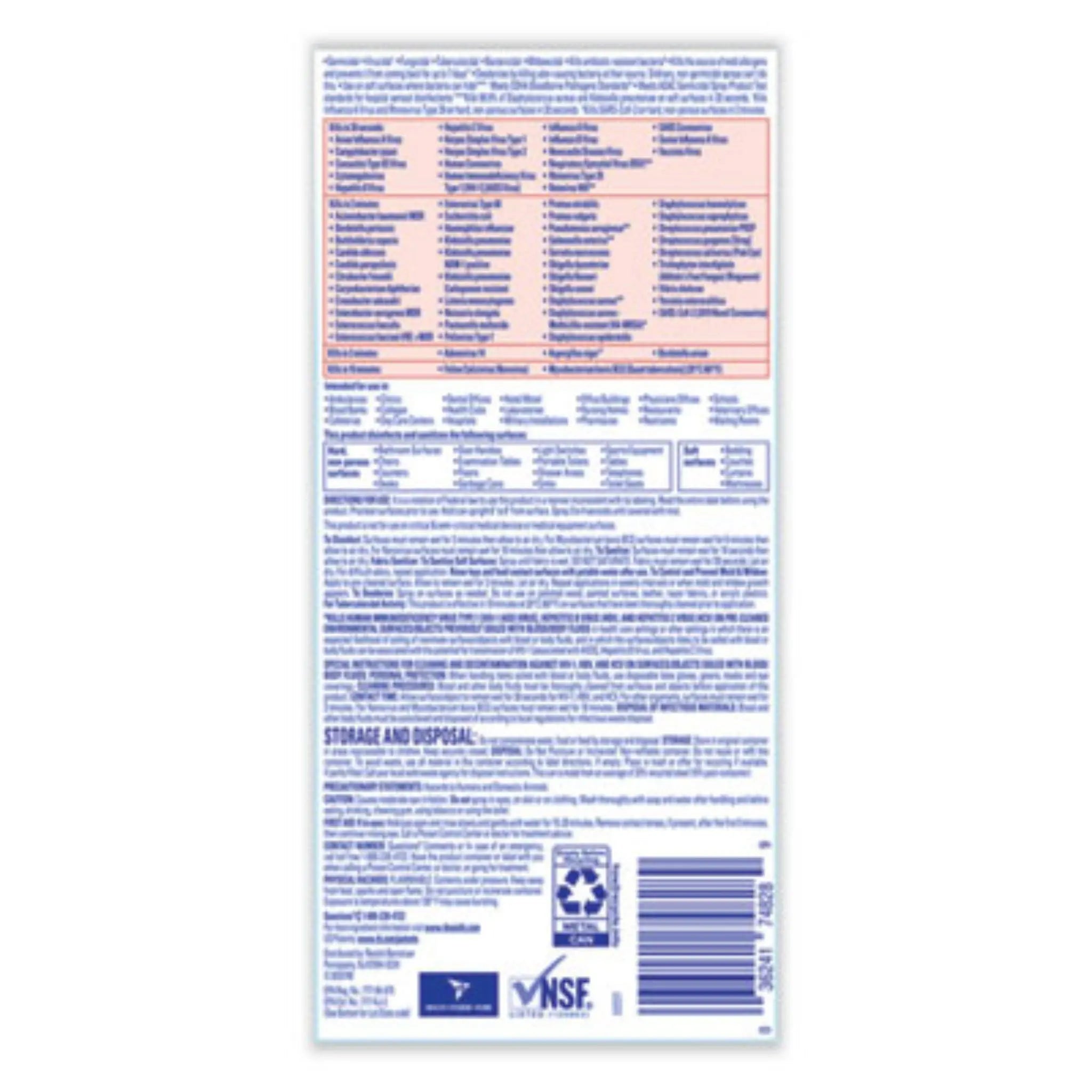 RECKITT BENCKISER RAC74828CT Disinfectant Spray, Back View 1