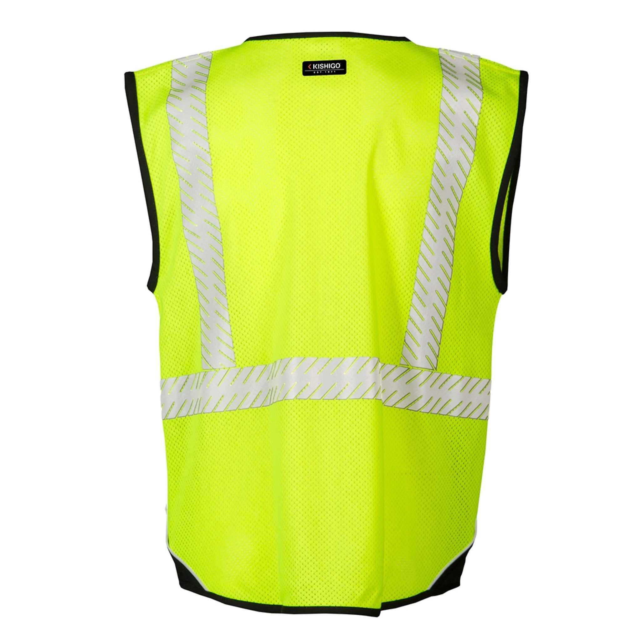 Kishigo FM410 Premium Black Series FR Black Bottom Mesh Vest, Lime, 1 Each-Back