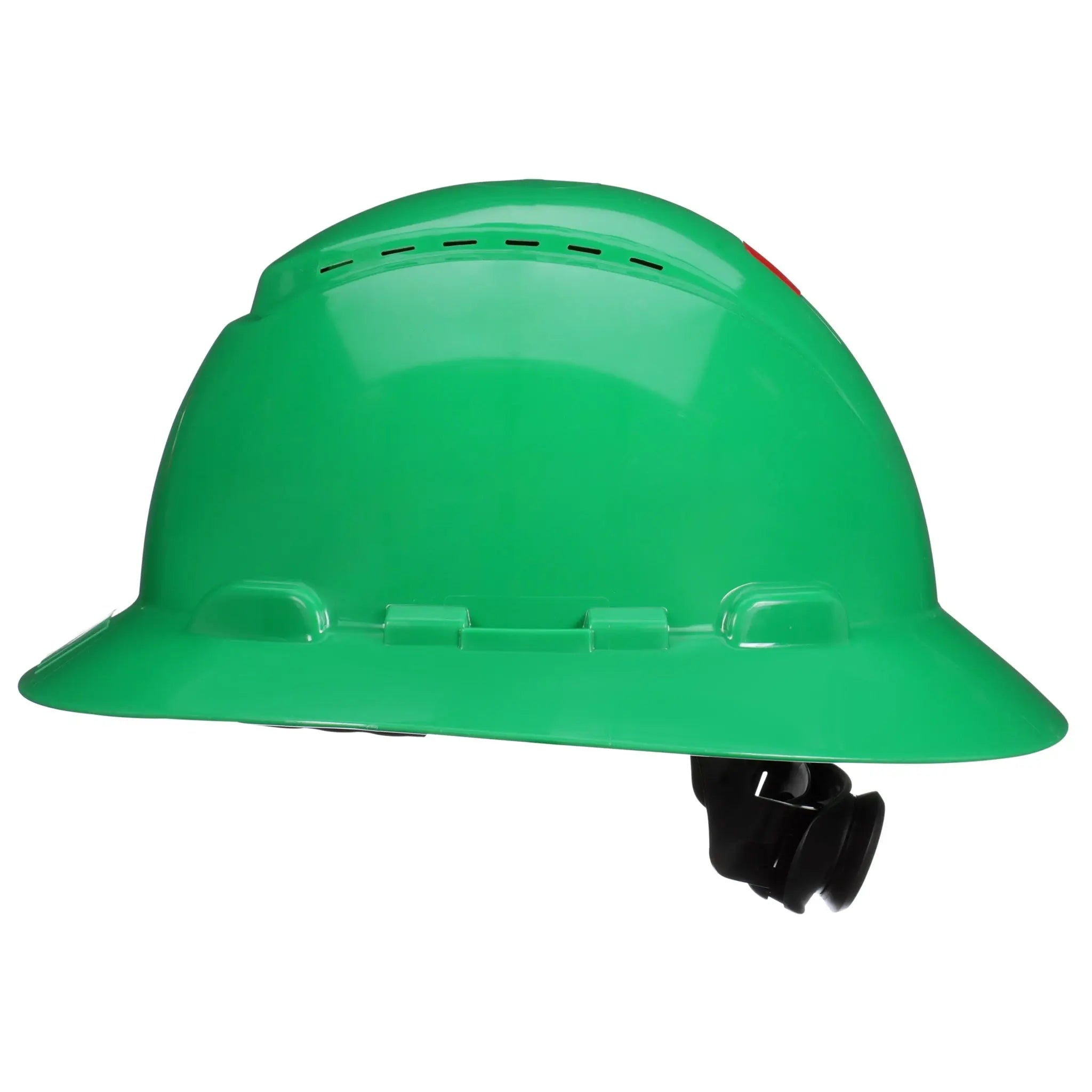 3M SecureFit Full Brim Hard Hat H-804SFV-UV, Green, Vented, 4-Pt Pressure Diffusion Ratchet Suspension, with UVicator, 20 ea/CS 
