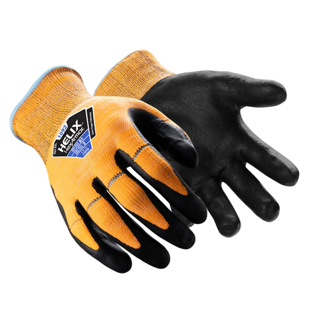 HexArmor Helix A1 1092-S (7) 15G Nylon/ Elastane knit Foam Nitrile Palm Dip, Orange, Small - 7, 1 Pair, Main Image