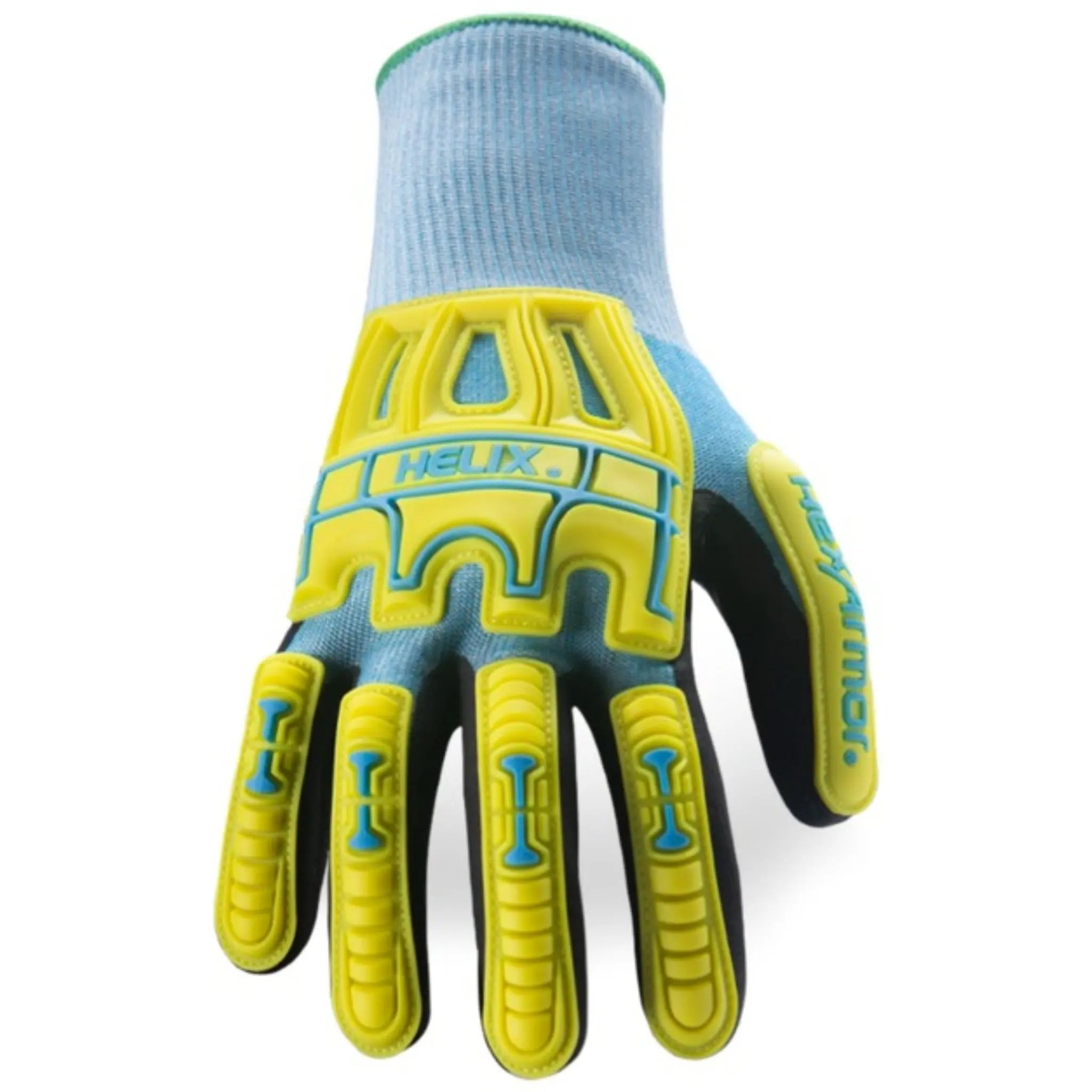 HexArmor Helix Core 3010 15-Gauge HPPE Steel Fiberglass Polyester Blend with PrimeFoam Nitrile Palm Coating Work Gloves, Back 