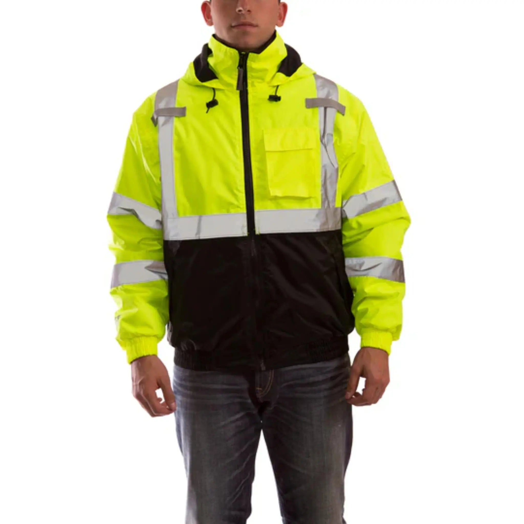 Tingley J26112 Bomber II Jacket Fluorescent Yellow Attached Hood-Image-1