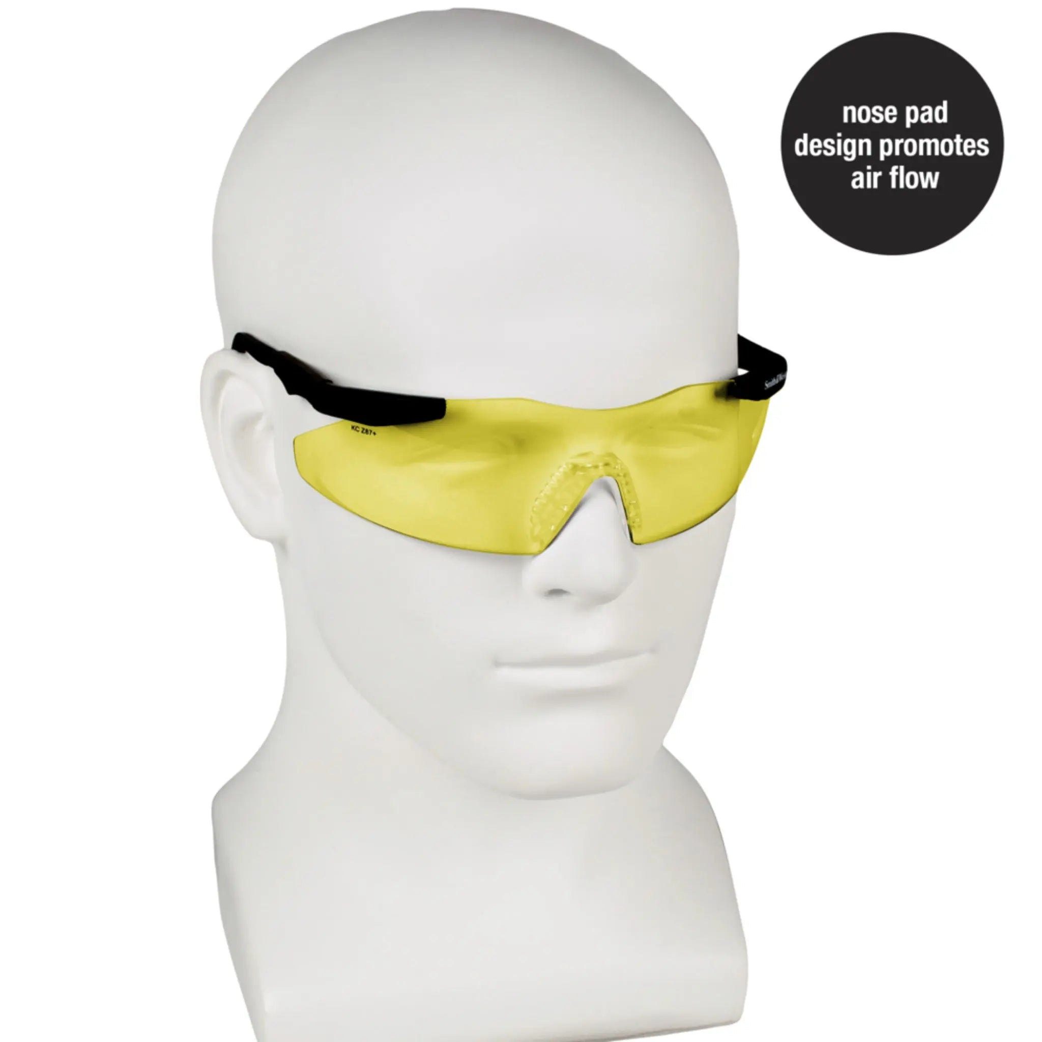KIMBERLY-CLARK Jackson Safety 19826 Smith & Wesson Magnum Safety Glasses With Amber Lens, Case of 12_Nose_Pad_Design