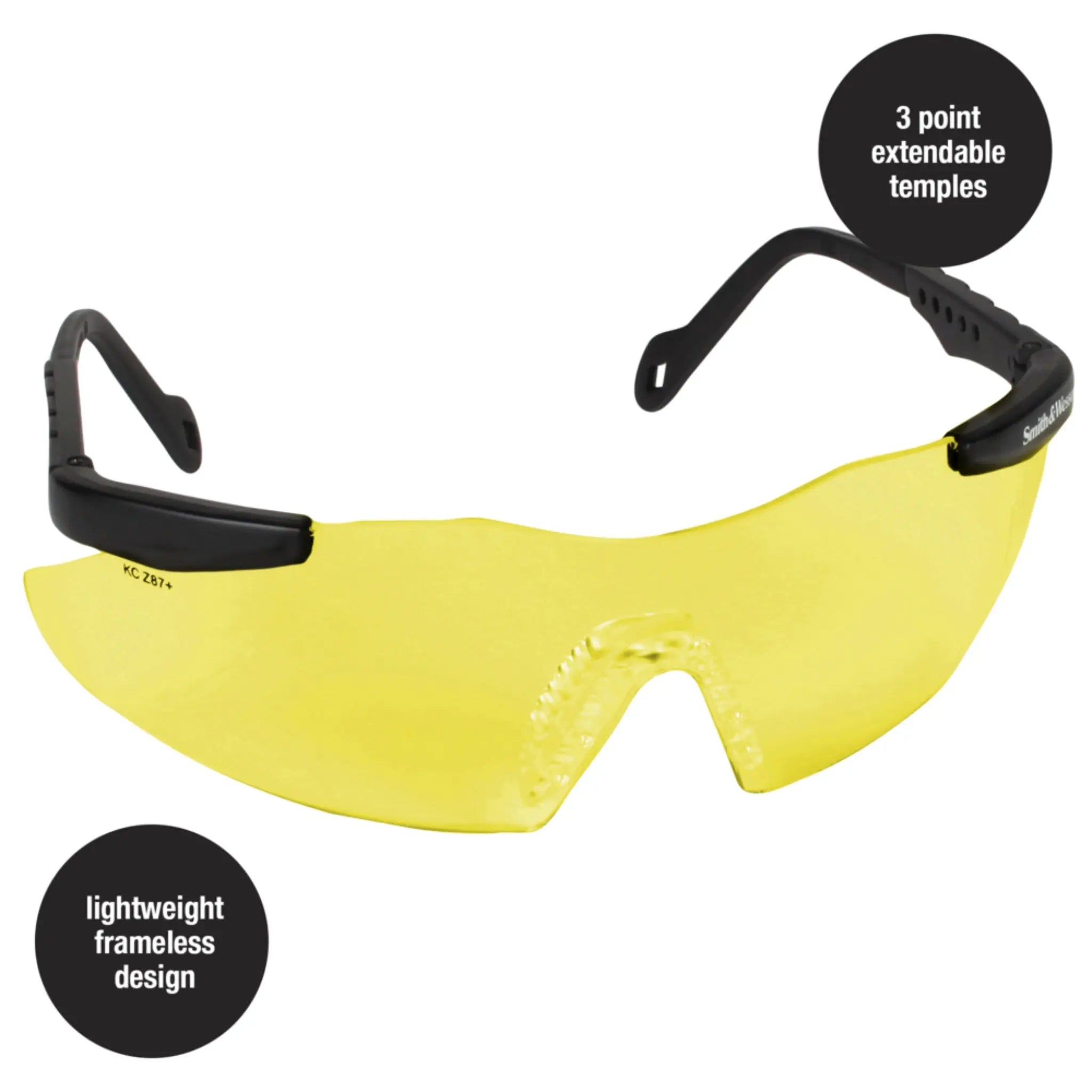 KIMBERLY-CLARK Jackson Safety 19826 Smith & Wesson Magnum Safety Glasses With Amber Lens, Case of 12_Frameless_Design