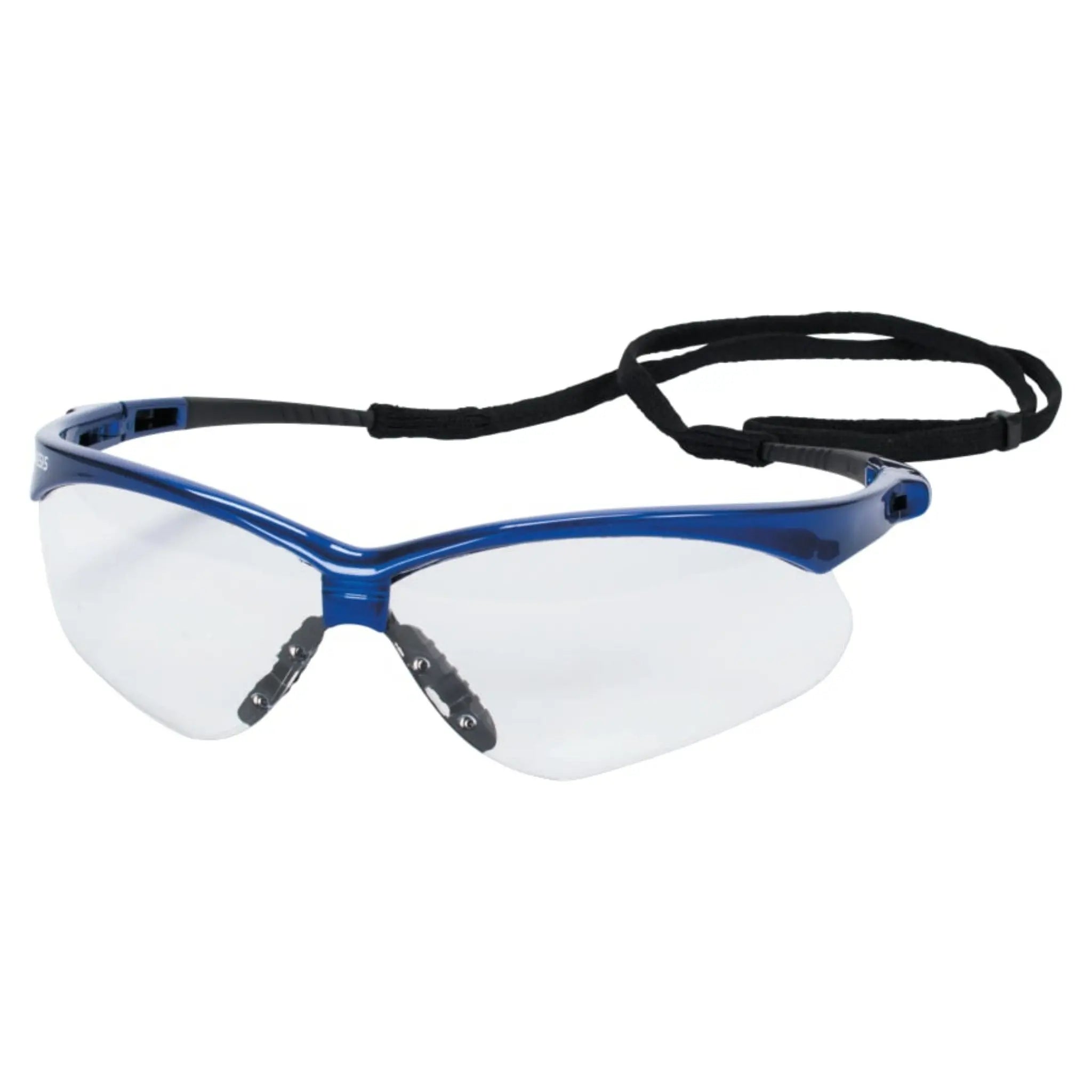 KIMBERLY-CLARK Kleenguard V30 47384 Nemesis Safety Glasses, Clear Anti-Fog Lenses With Metallic Blue Frame, Case of 12 