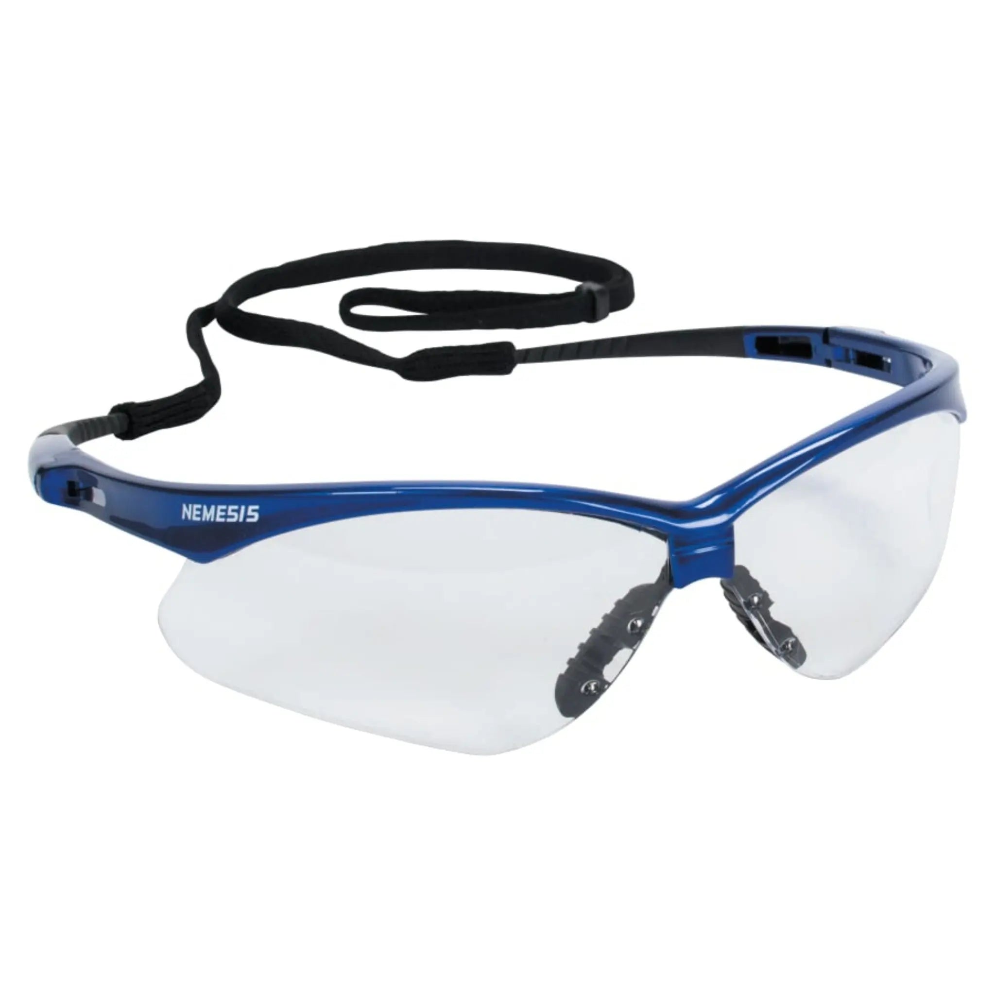 KIMBERLY-CLARK Kleenguard V30 47384 Nemesis Safety Glasses, Clear Anti-Fog Lenses With Metallic Blue Frame, Case of 12 