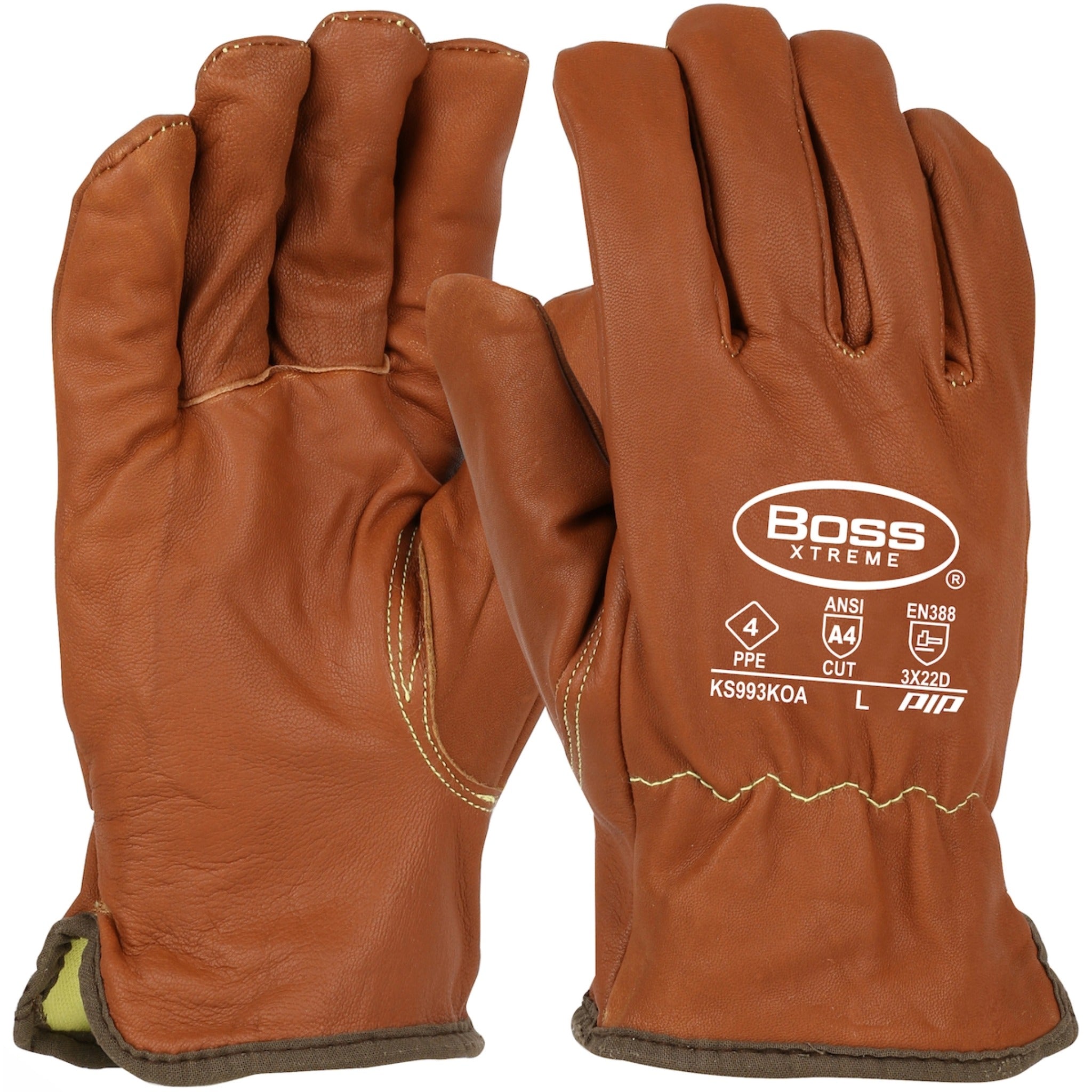 PIP Boss Xtreme KS993KOA AR Top Grain Goatskin Leather Drivers Glove with Oil Armor Finish and Para-Aramid Lining-Main_Image