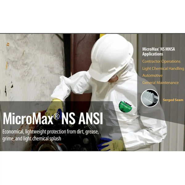Lakeland MicroMax NS MNSA428 Coveralls, Serged Seam, White, Case of 25 - Main Image