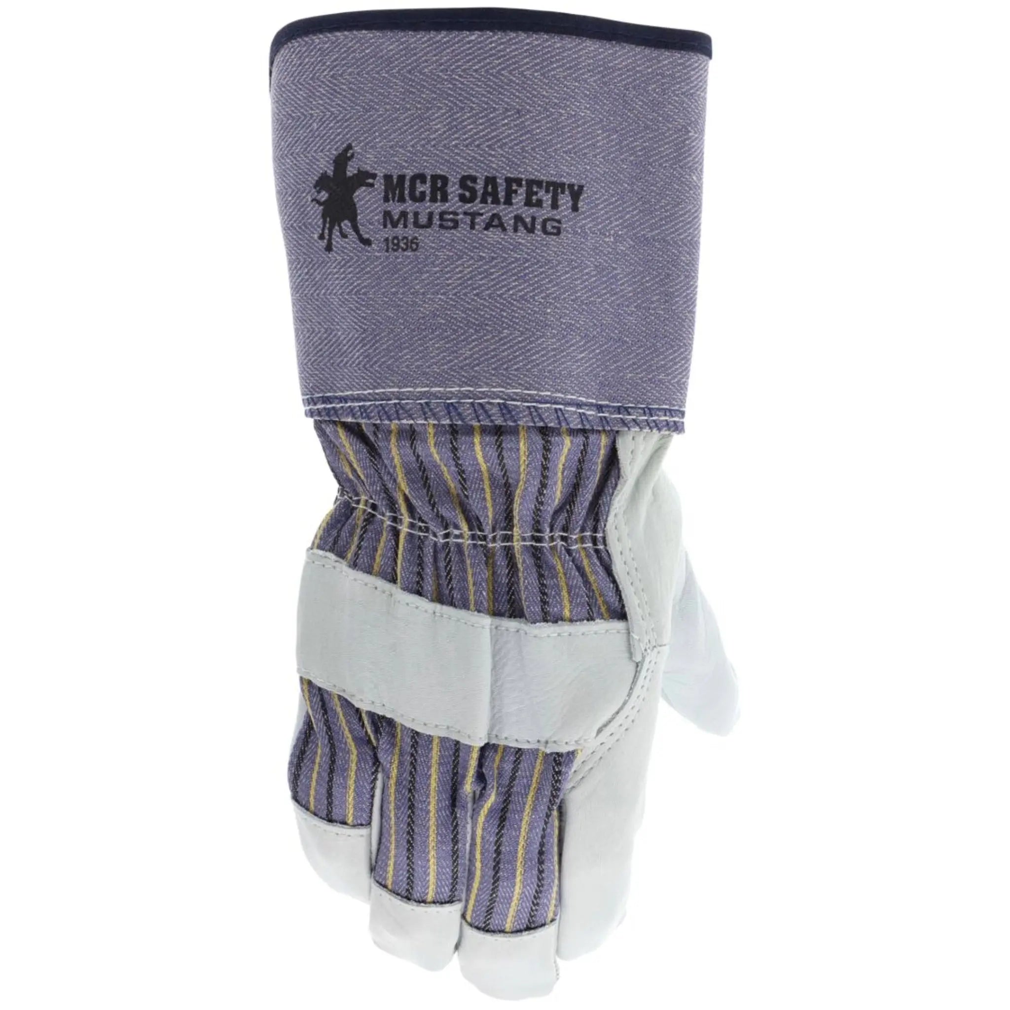 MCR Safety 1936 Premium A Grade Grain Leather Palm Work Gloves with 4.5 Inch Rubberized Safety Cuff, Beige, 1 Dozen 