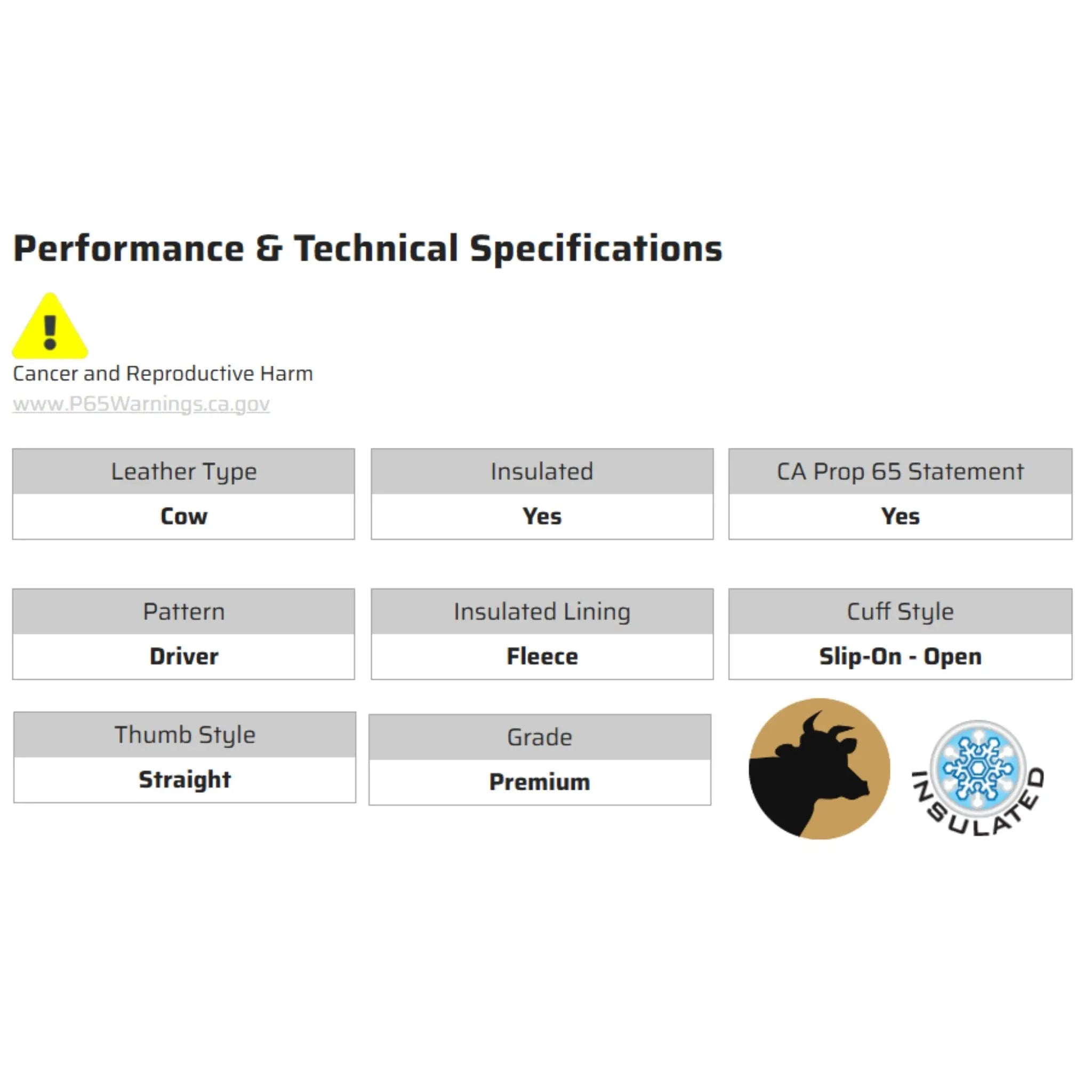 MCR Safety 3250 Leather Drivers Work Gloves, Specs