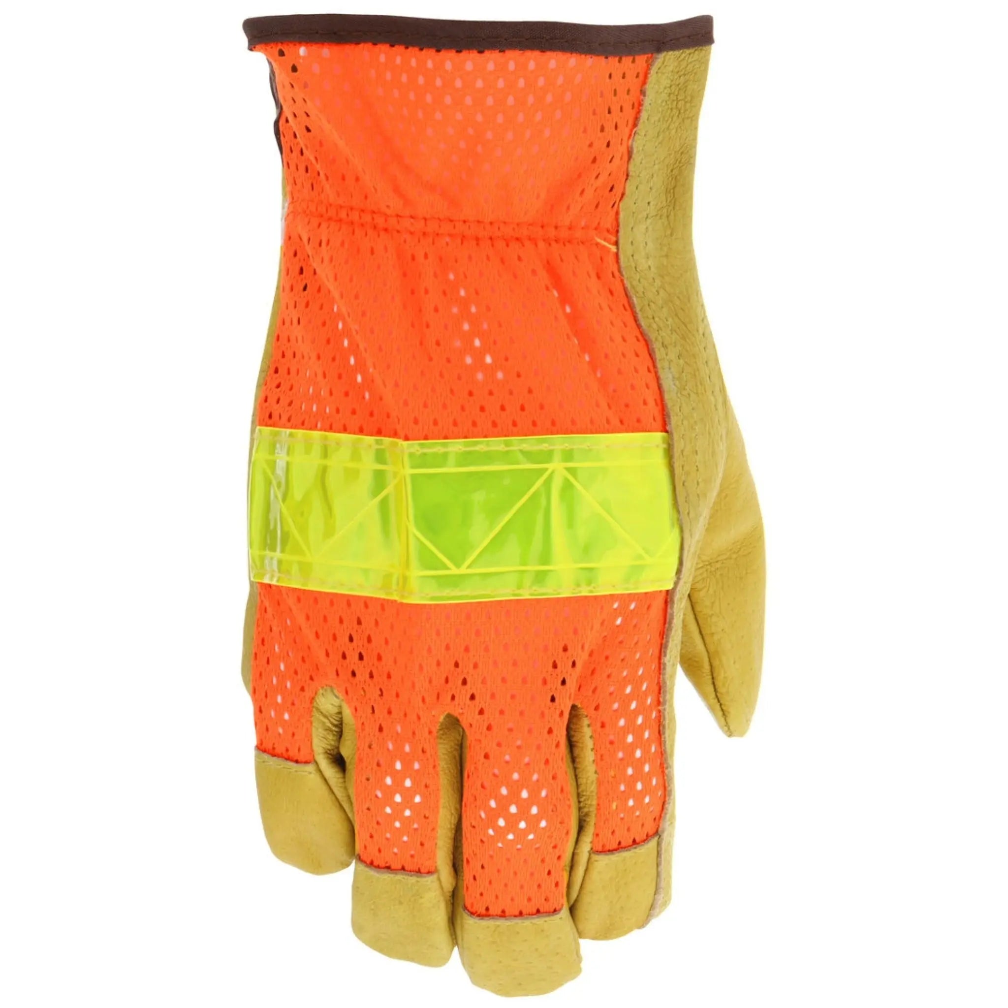 MCR Safety Luminator 34111 Leather Drivers Work Gloves, Dorsal View