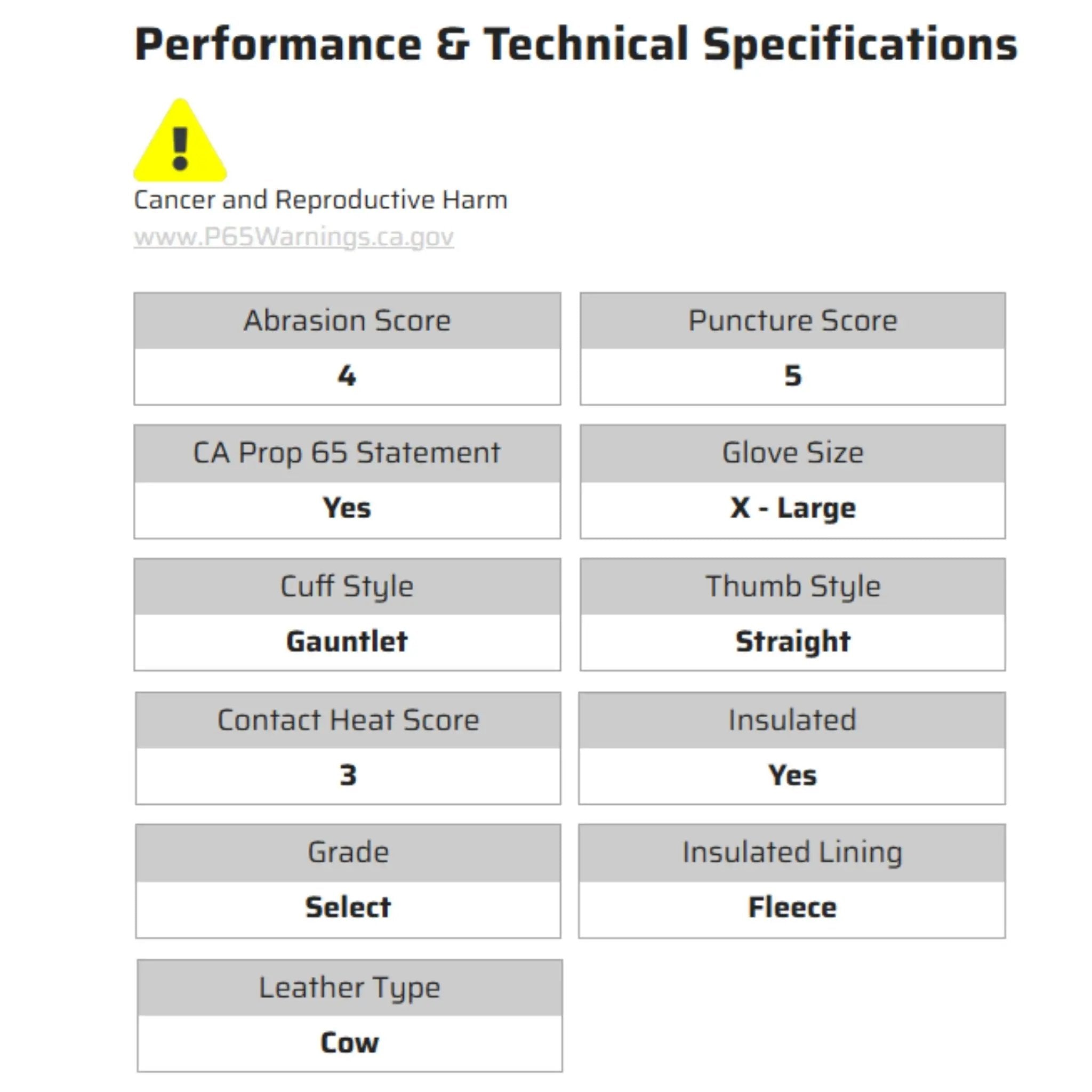 MCR Safety Welding 4320 Leather Work Gloves, Specs