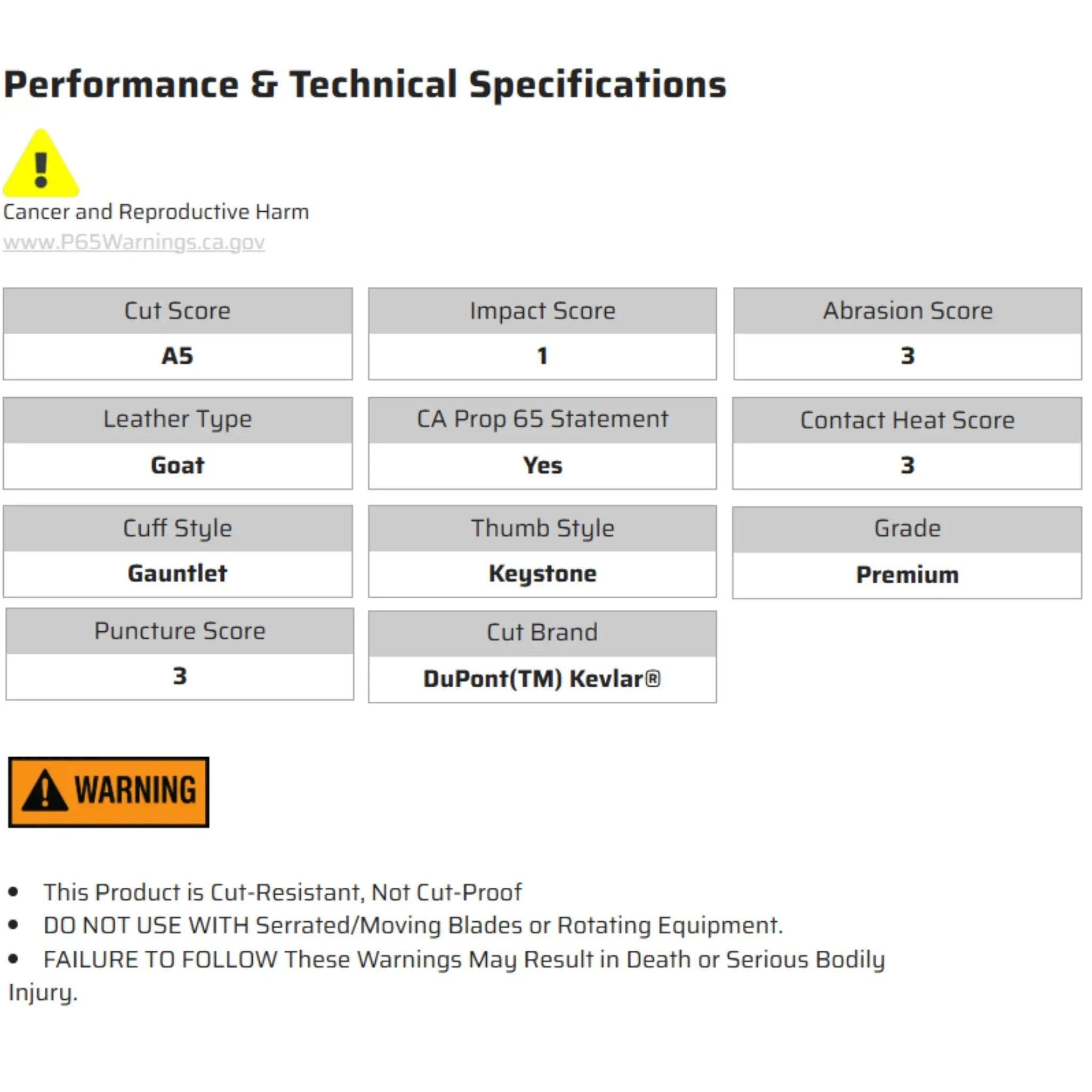 MCR Safety Welding 48406K Work Gloves, Specs