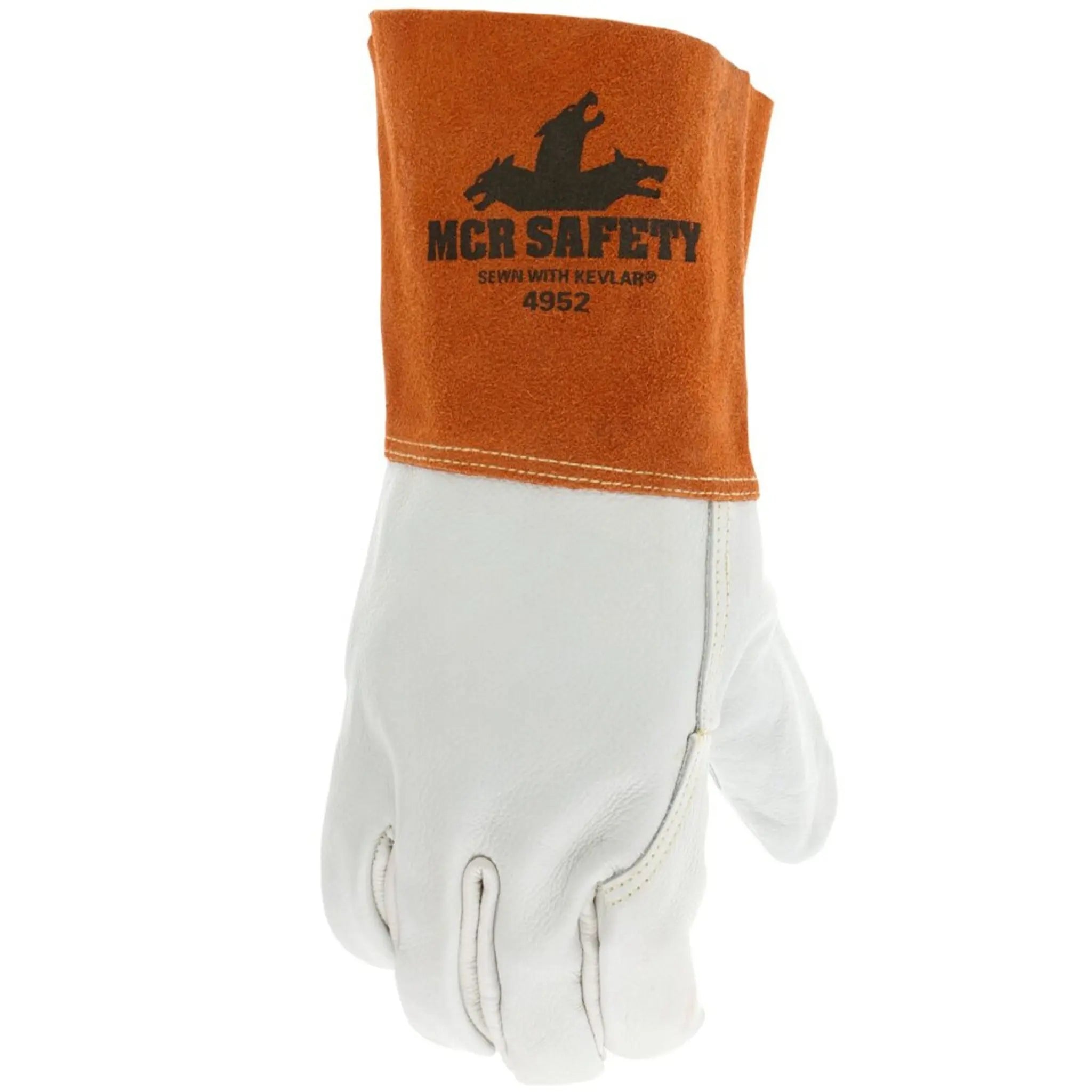 MCR Safety 4952 Select Grade Grain Cowhide, Wing Thumb Leather Welding Work Gloves, Back