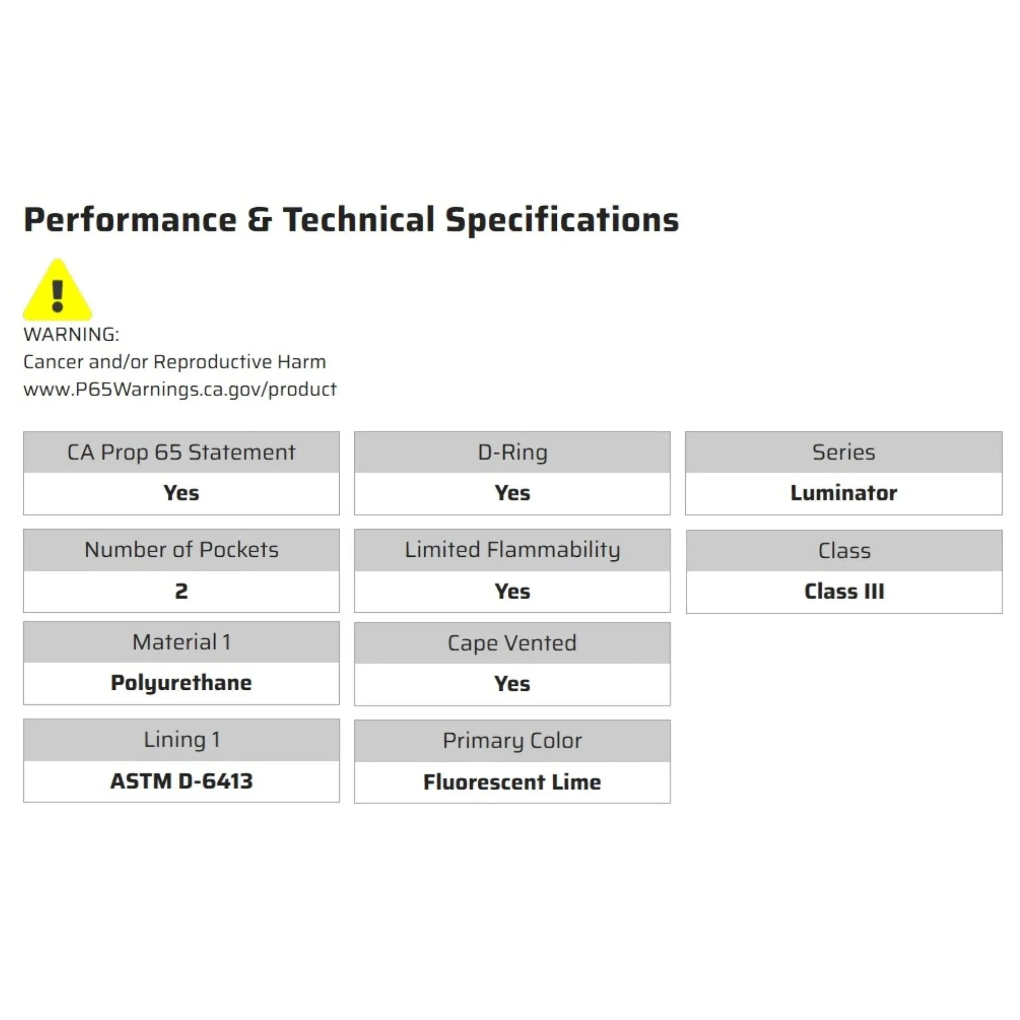 MCR Safety Luminator Series 5182 Rain Suit, Specs