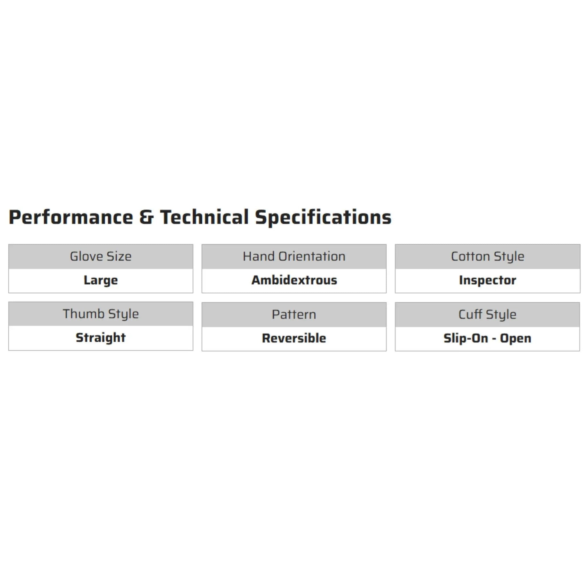 MCR Safety 8600 Inspectors Gloves, Specs