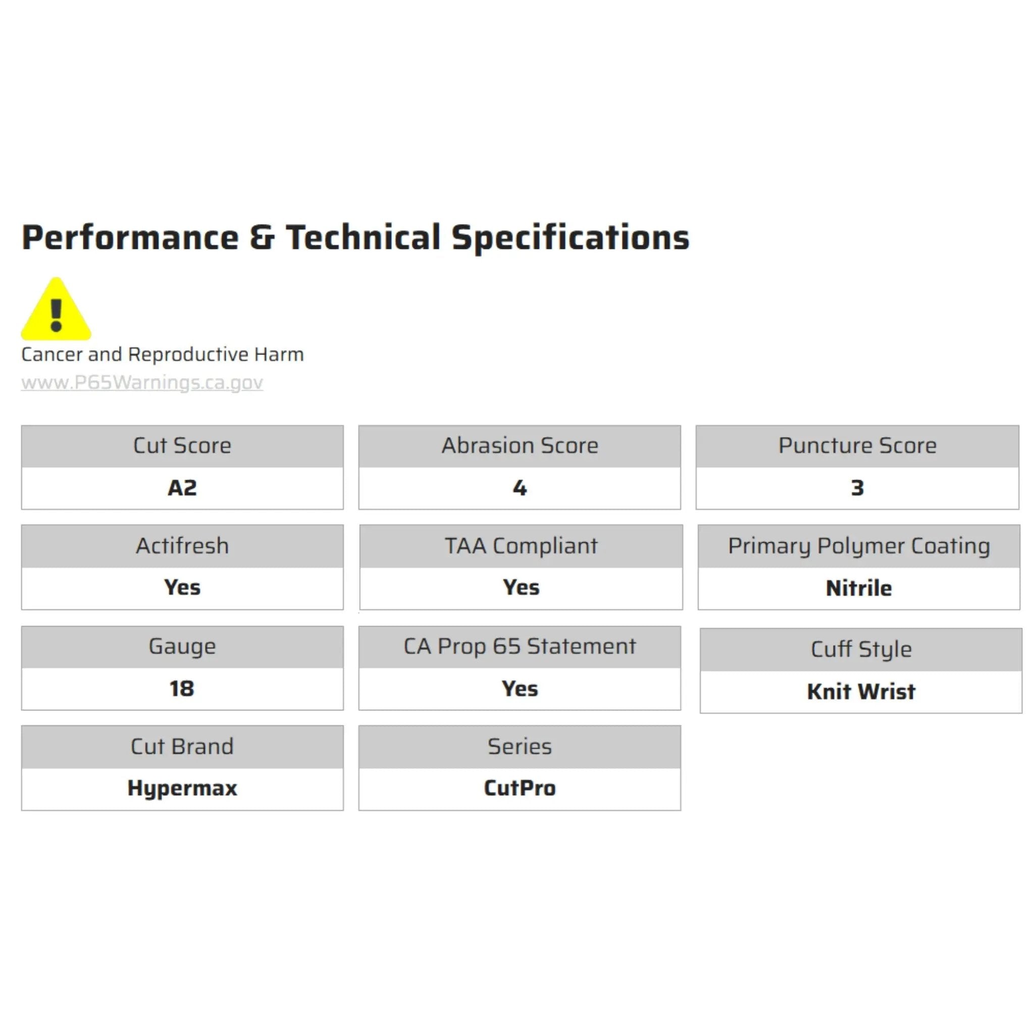 MCR Safety CutPro 92718NF Work Gloves, Specs