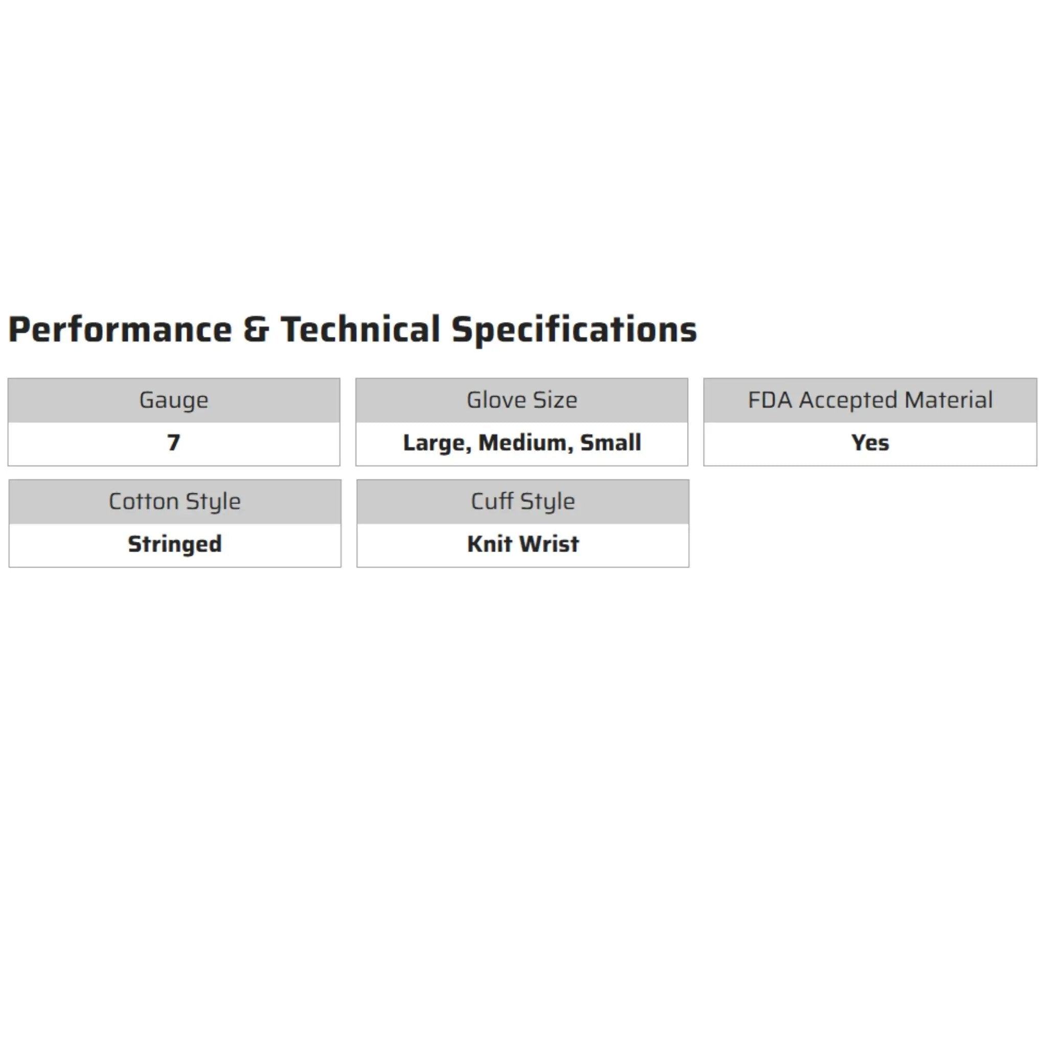 MCR Safety 9507 Work Gloves, Specs