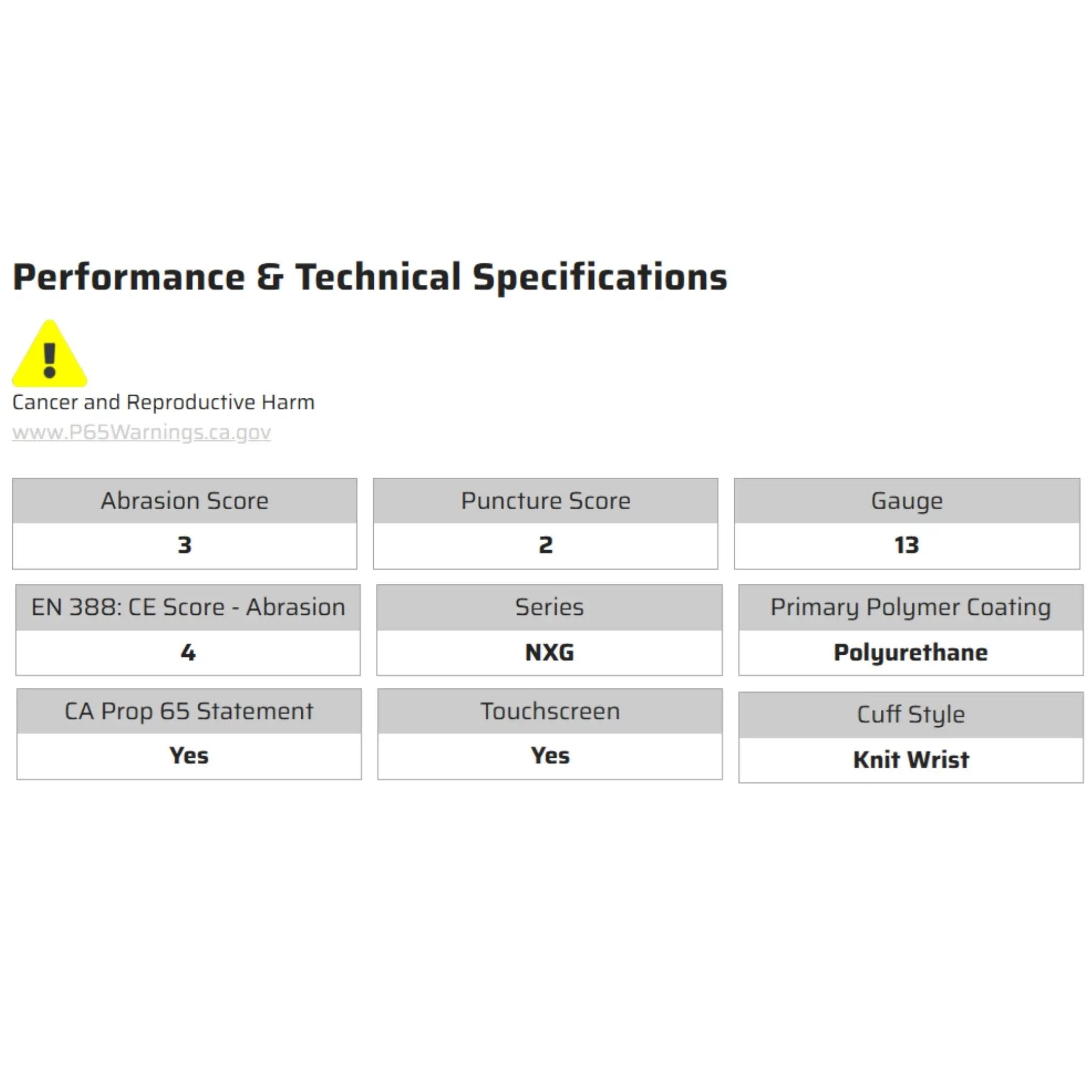 MCR Safety NXG 9669 Work Glove, Specs
