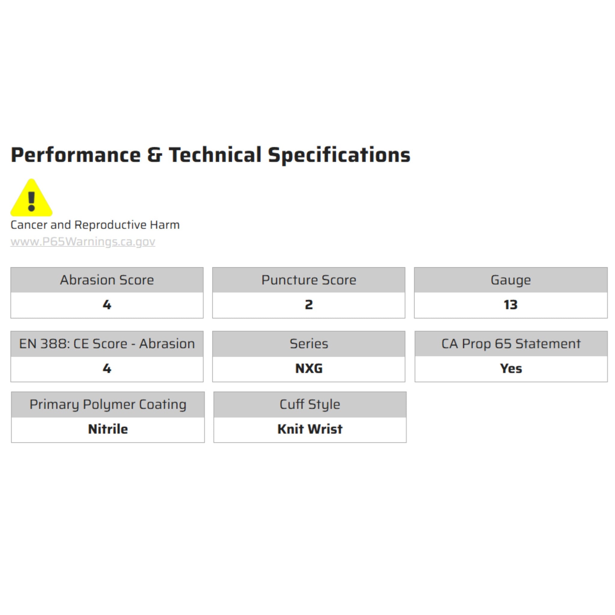 MCR Safety NXG 9673SF Work Gloves, Specs