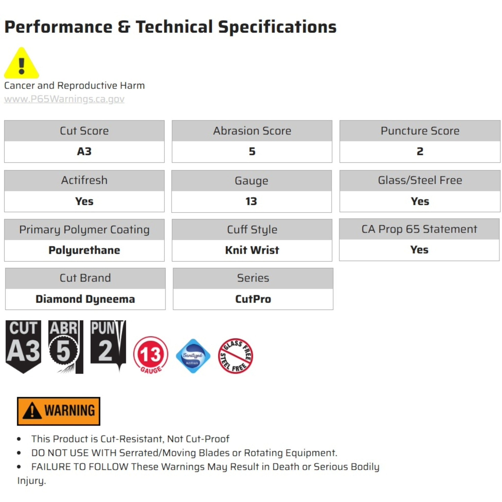 MCR Safety CutPro 9677 Work Gloves, Specs