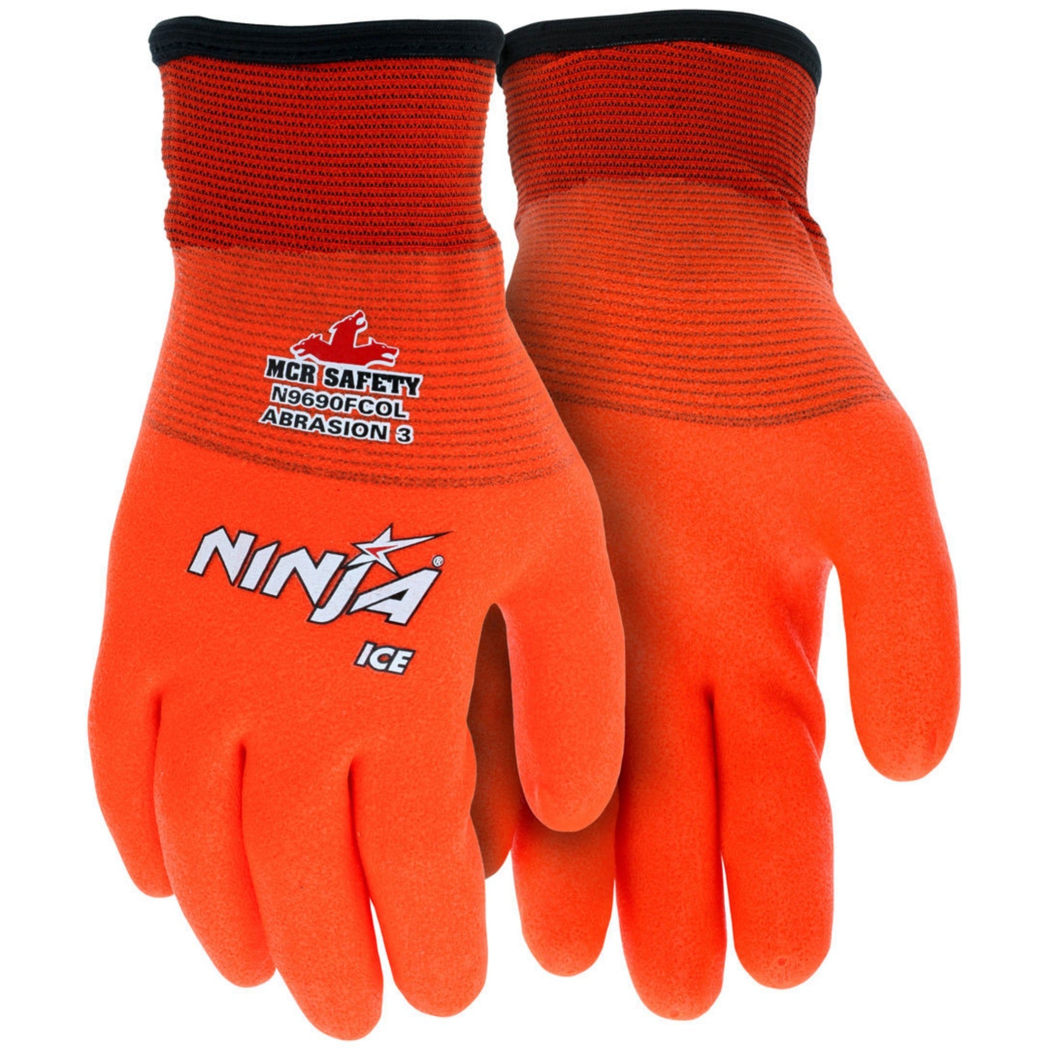 MCR Ninja Ice N9690FCO 15 Gauge Insulated Work Gloves, Hi Vis Orange, 1 Dozen 