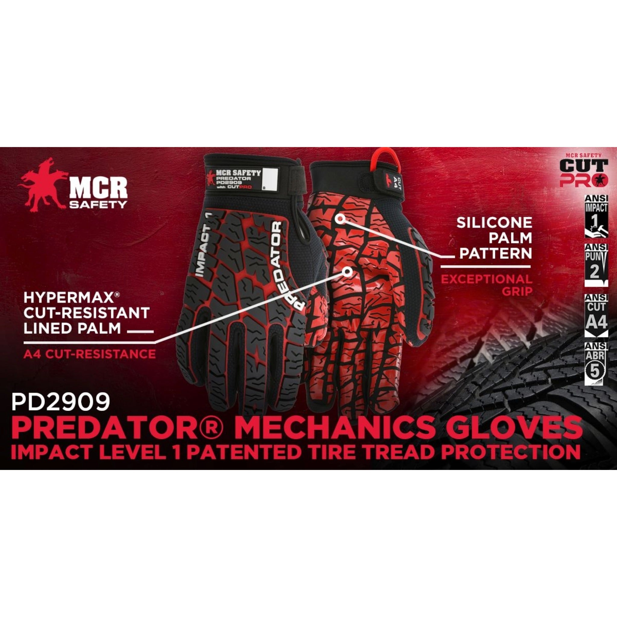 MCR Safety Predator Mechanics PD2909 Work Gloves, Specs2