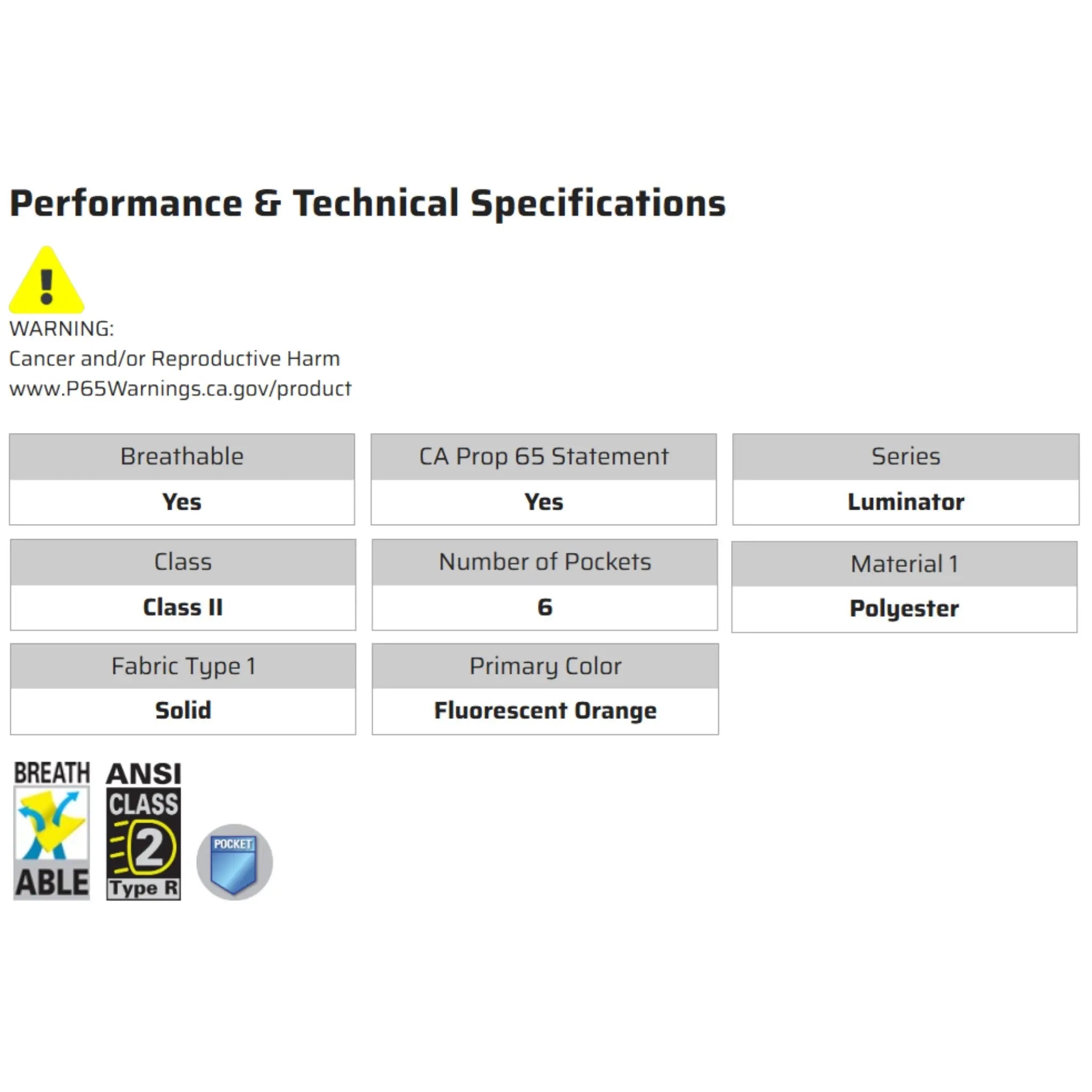 MCR Safety Luminator SURVO Safety Vest, Specs