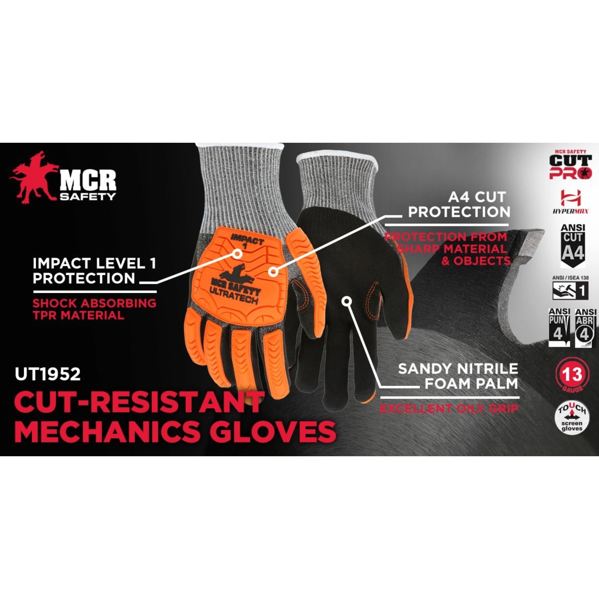 MCR Safety Ultratech UT1952 Work Gloves, Specs_2