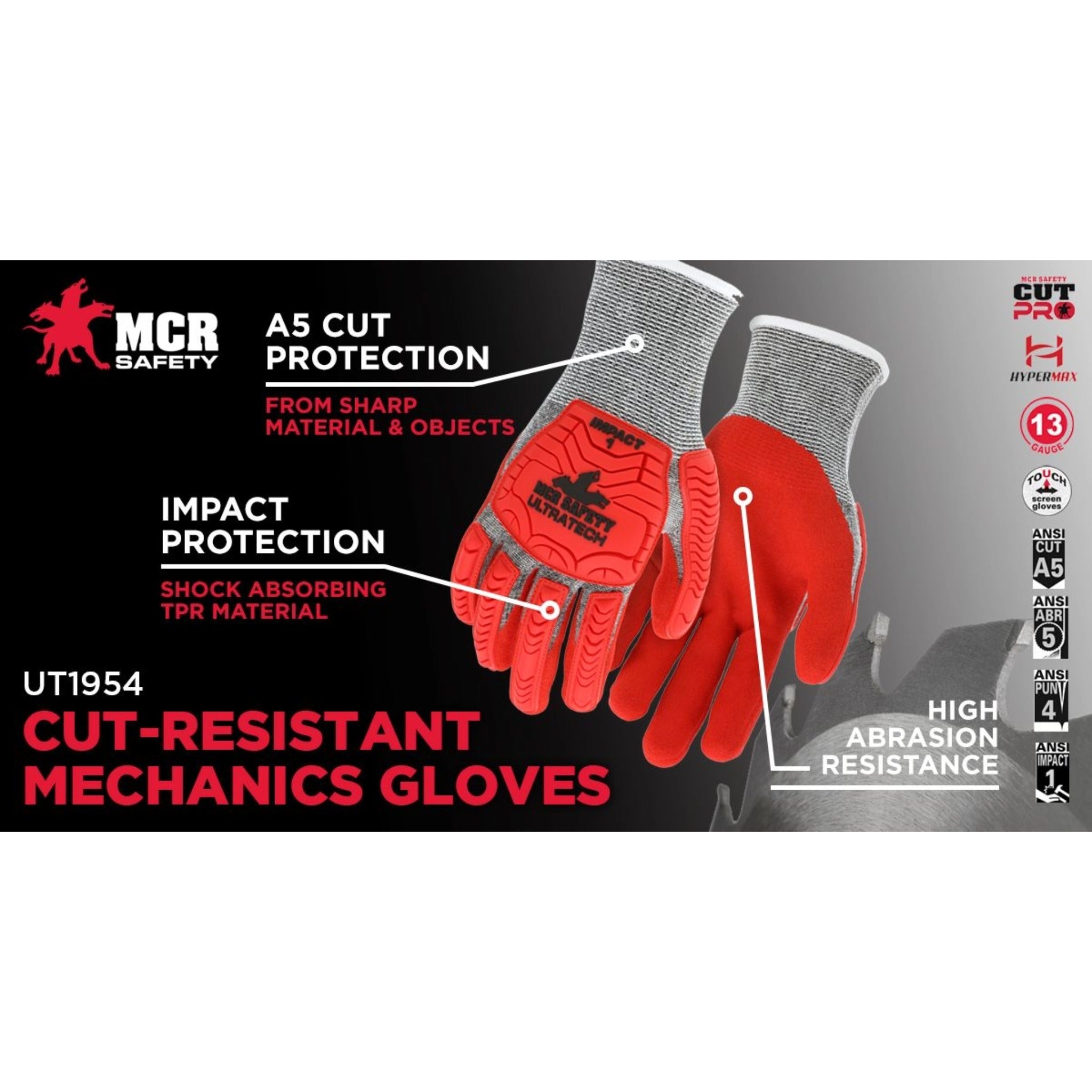 MCR Safety UltraTech UT1954 Work Gloves, Specs_2