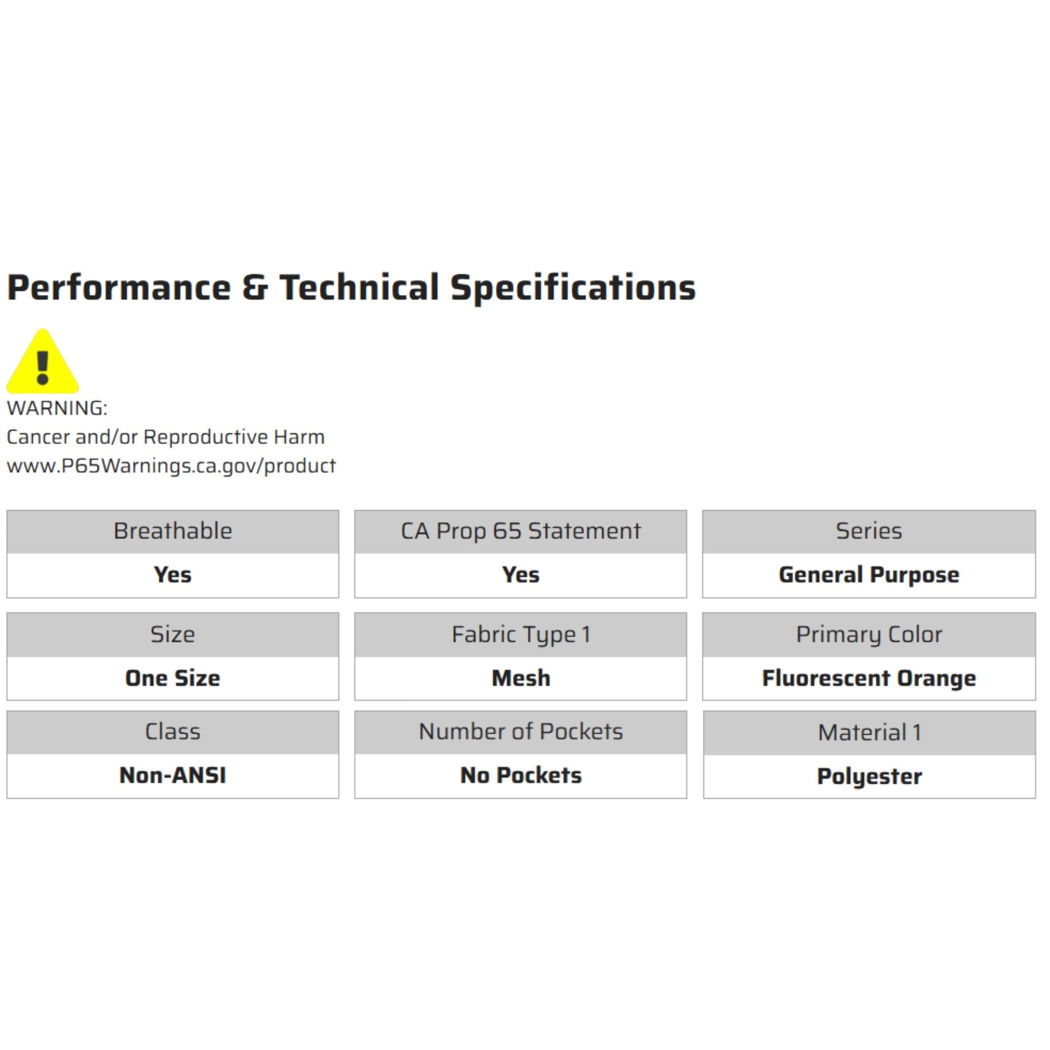MCR Safety V201R Safety Vest, Specs