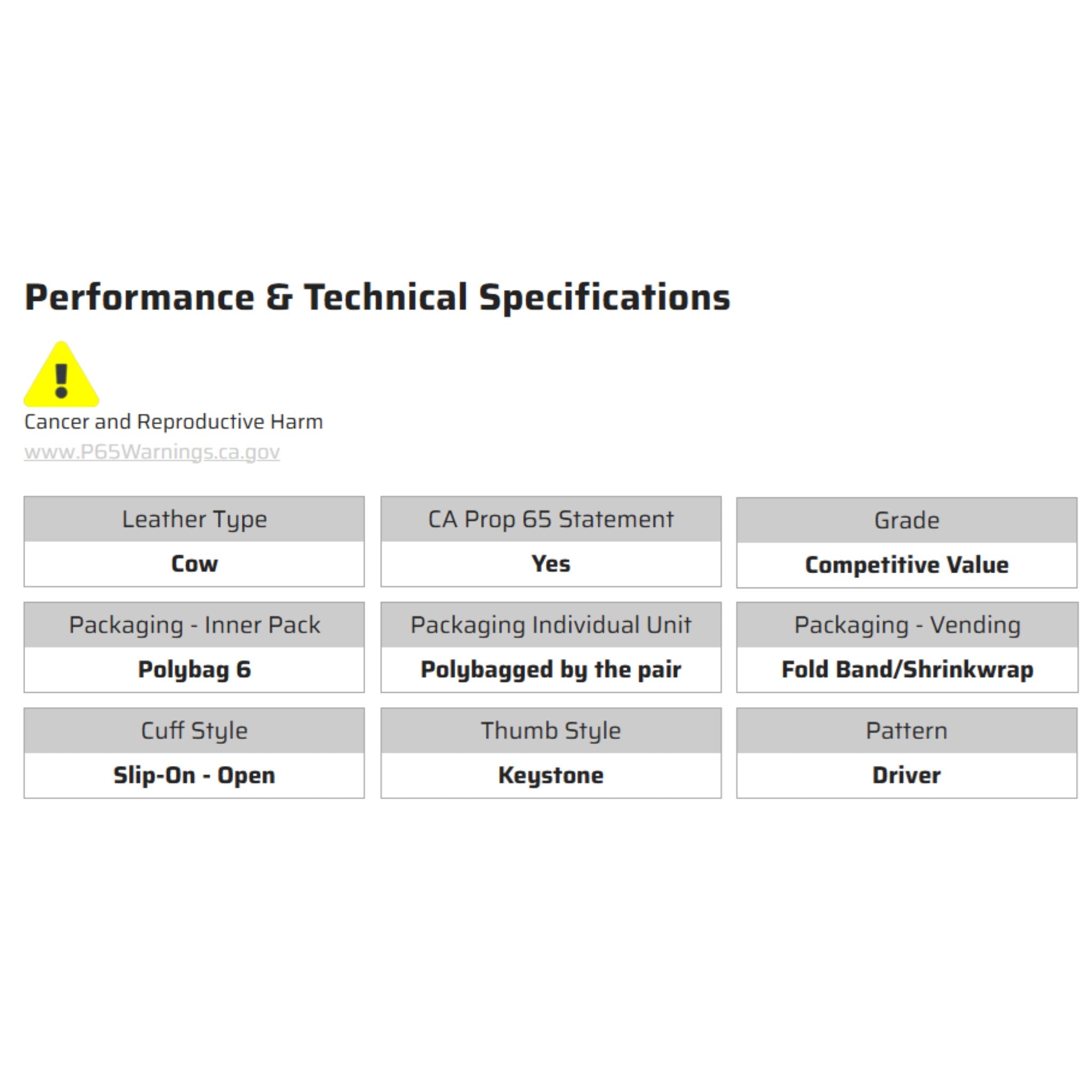 MCR Safety VP3205 Work Gloves, Specs