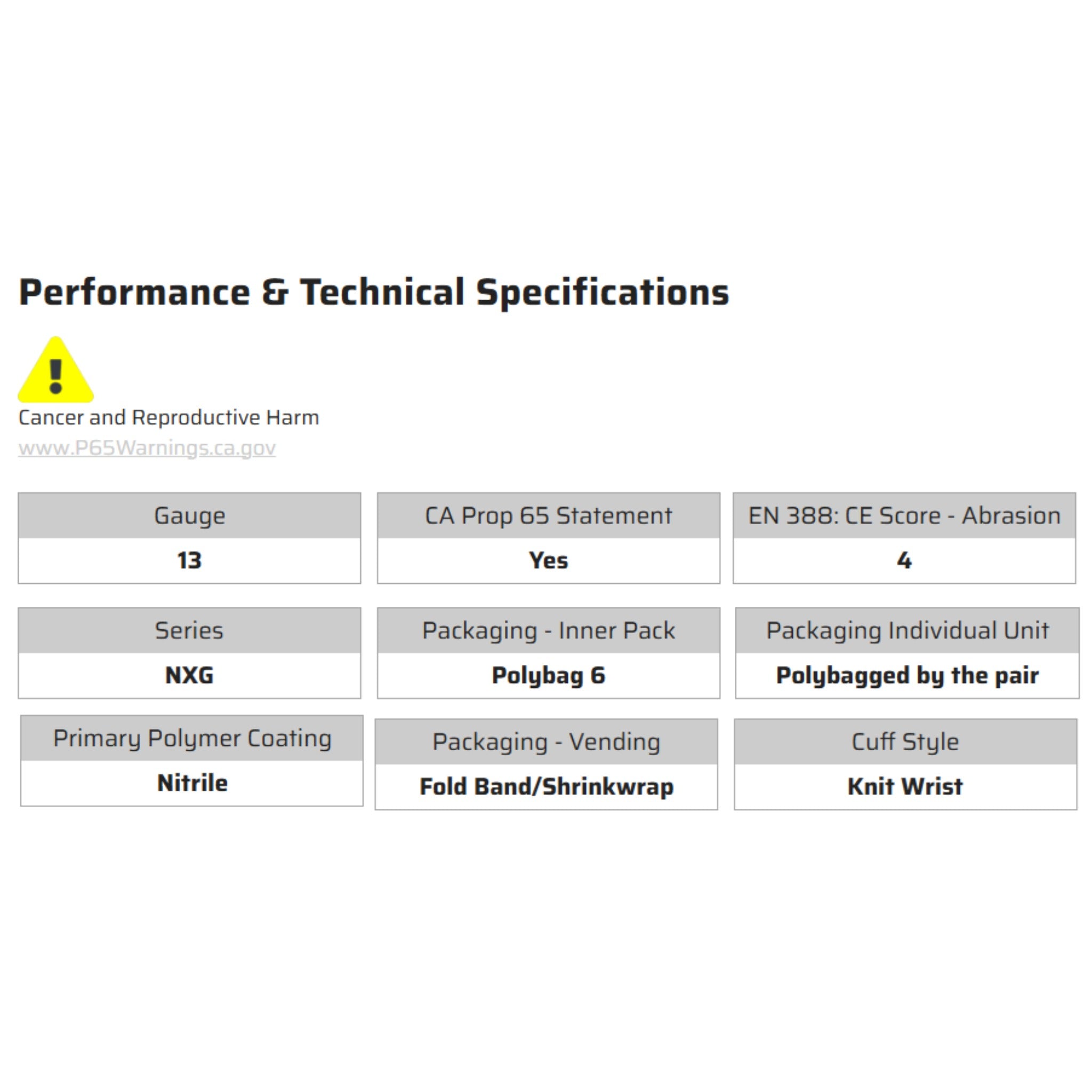 MCR Safety VP9673 Work Gloves, Specs