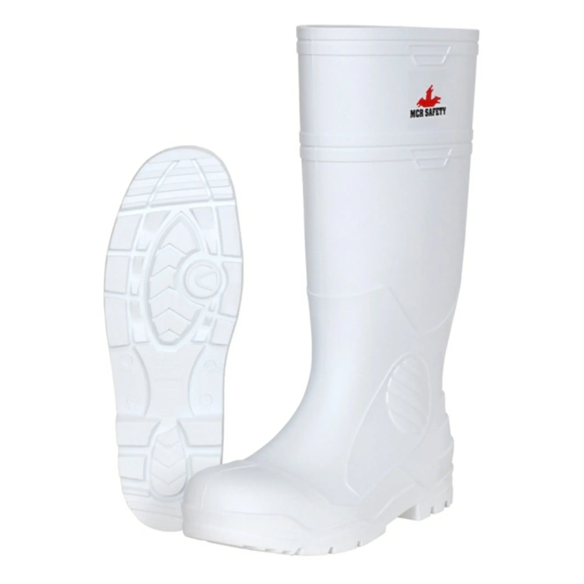 MCR Safety WPBP14 16 Inch Over The Sock Plain Toe Work Boots, White, Size 14, 1 Pair 