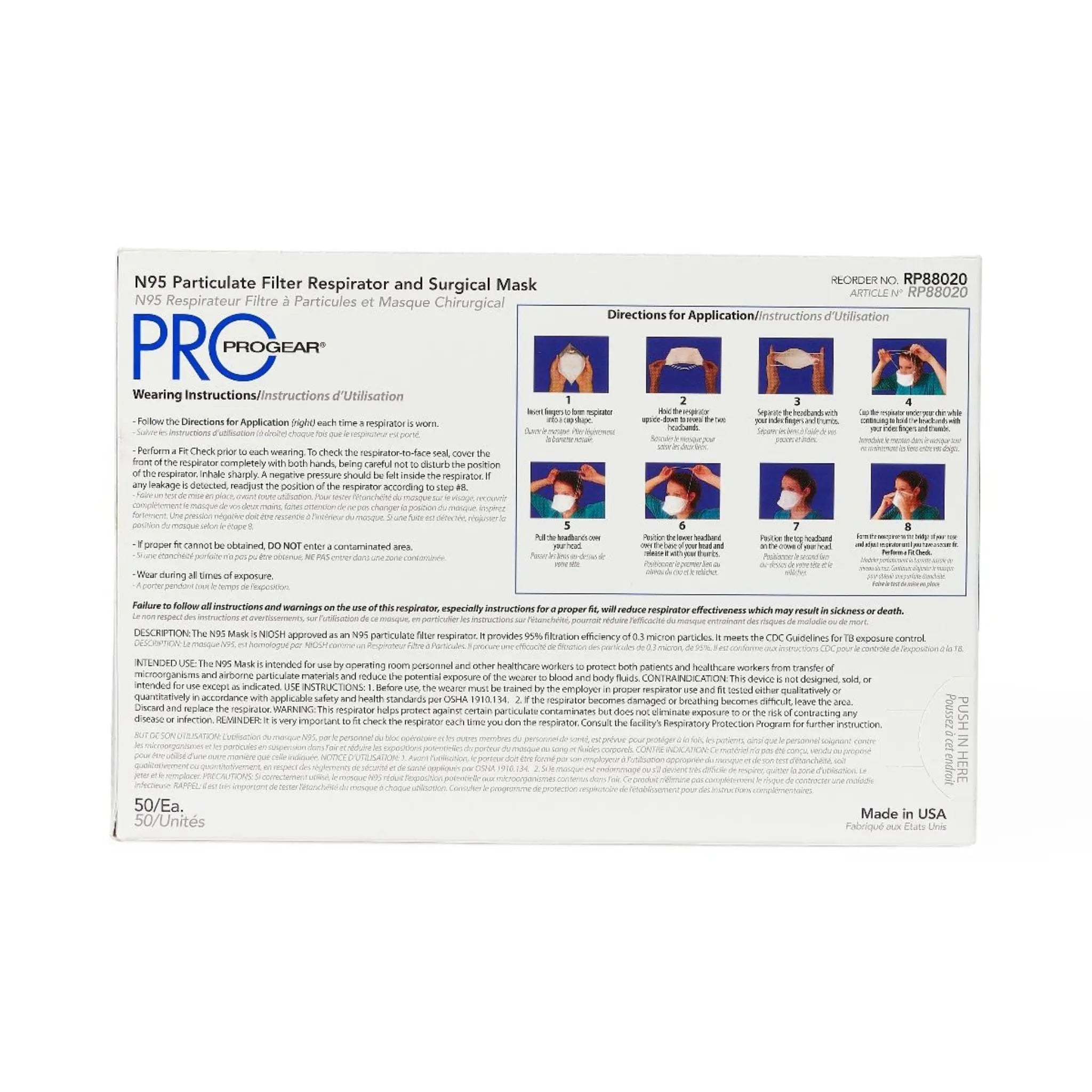 PRESTIGE AMERITECH ProGear RP88020Z Flat Fold N95 Respirator Mask, Whi