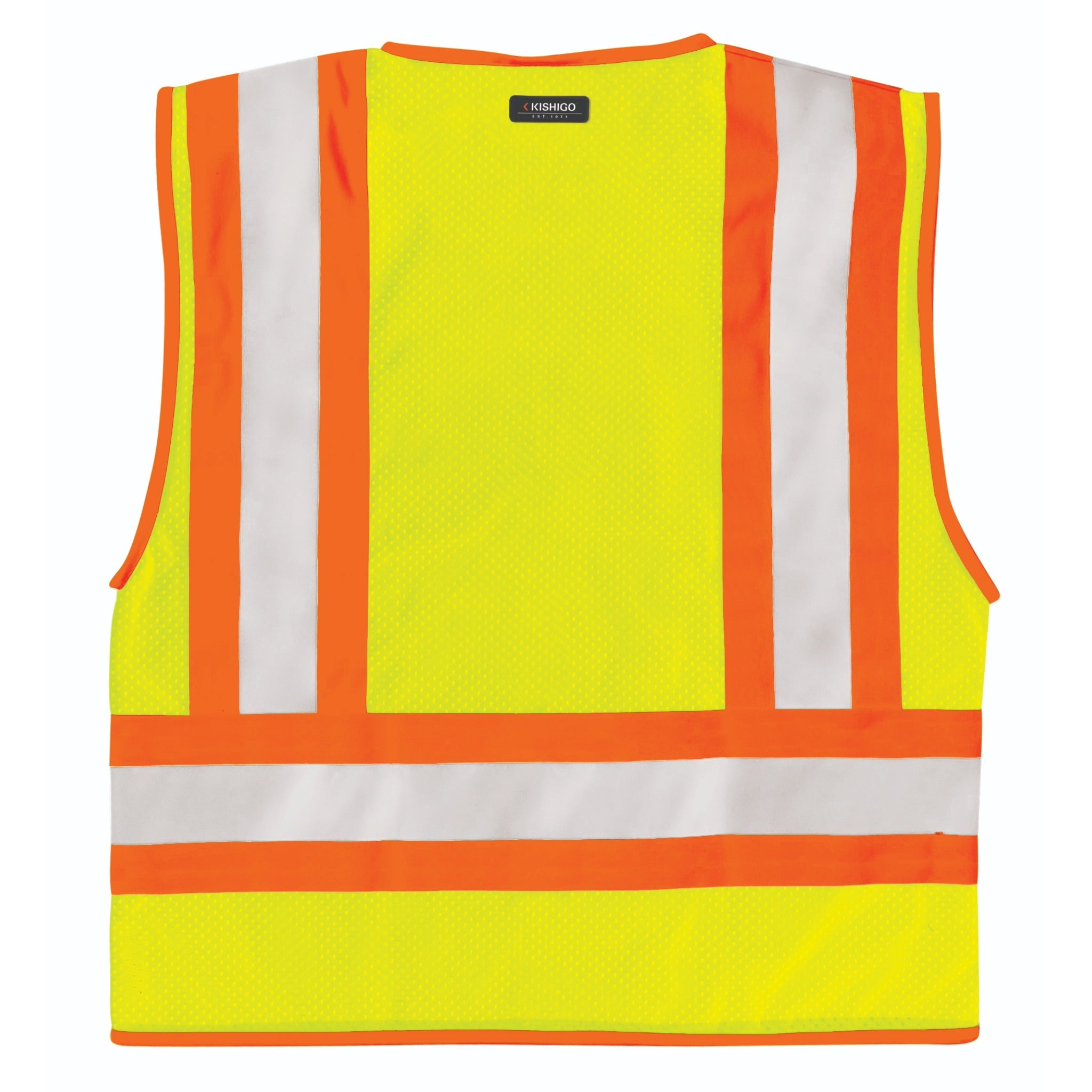Kishigo 1056-L Contrasting Mesh Vest, Type R, Class 2, Lime, 1 Each-Back-Flat