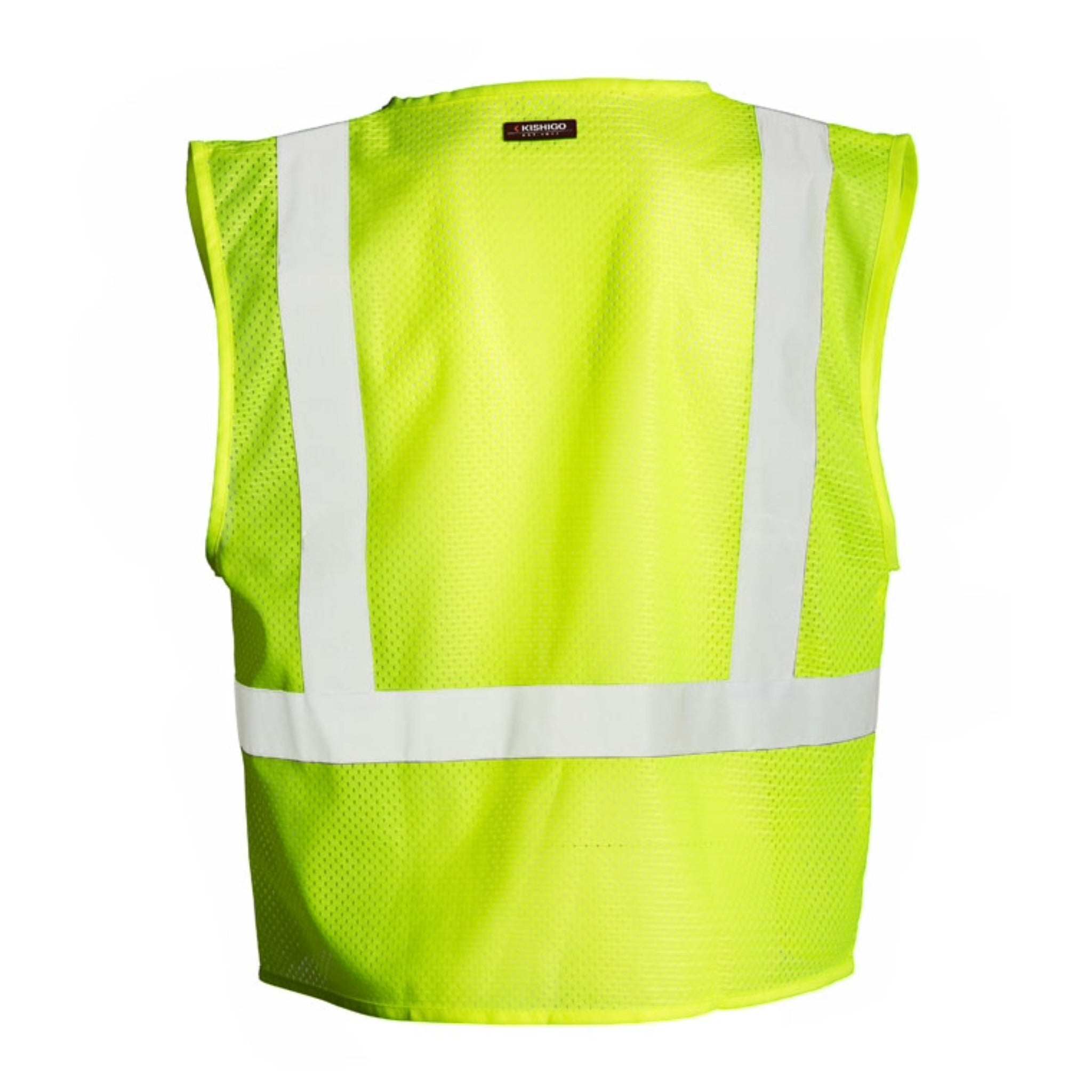 Kishigo 1083 ANSI Type R Class 2, 4 Pocket Hook and Loop Mesh Vest, Lime, 1 Each-Back