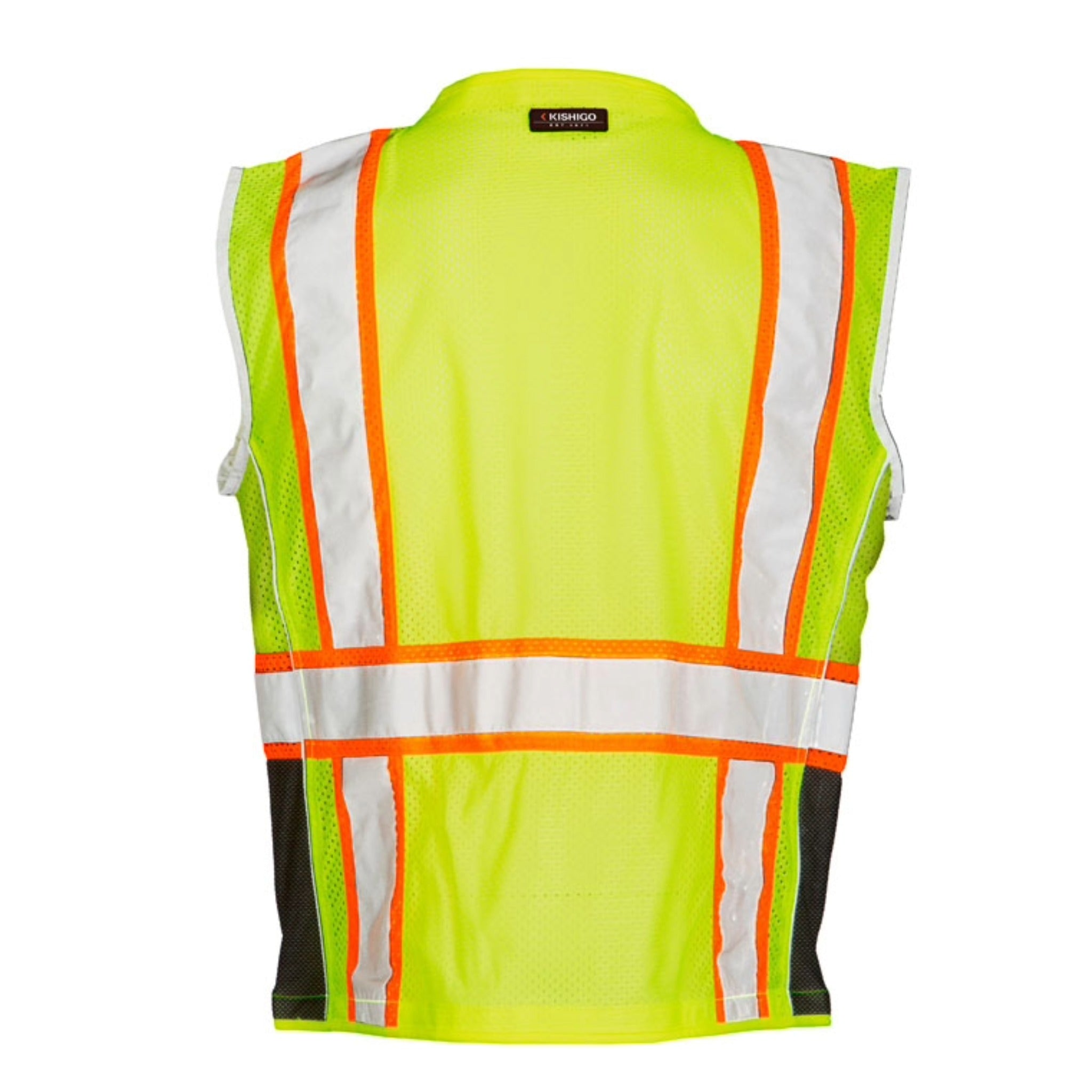 Kishigo Premium Black Series Heavy Duty Vest, Type R, Class 2, 1 Each-Lime-Back