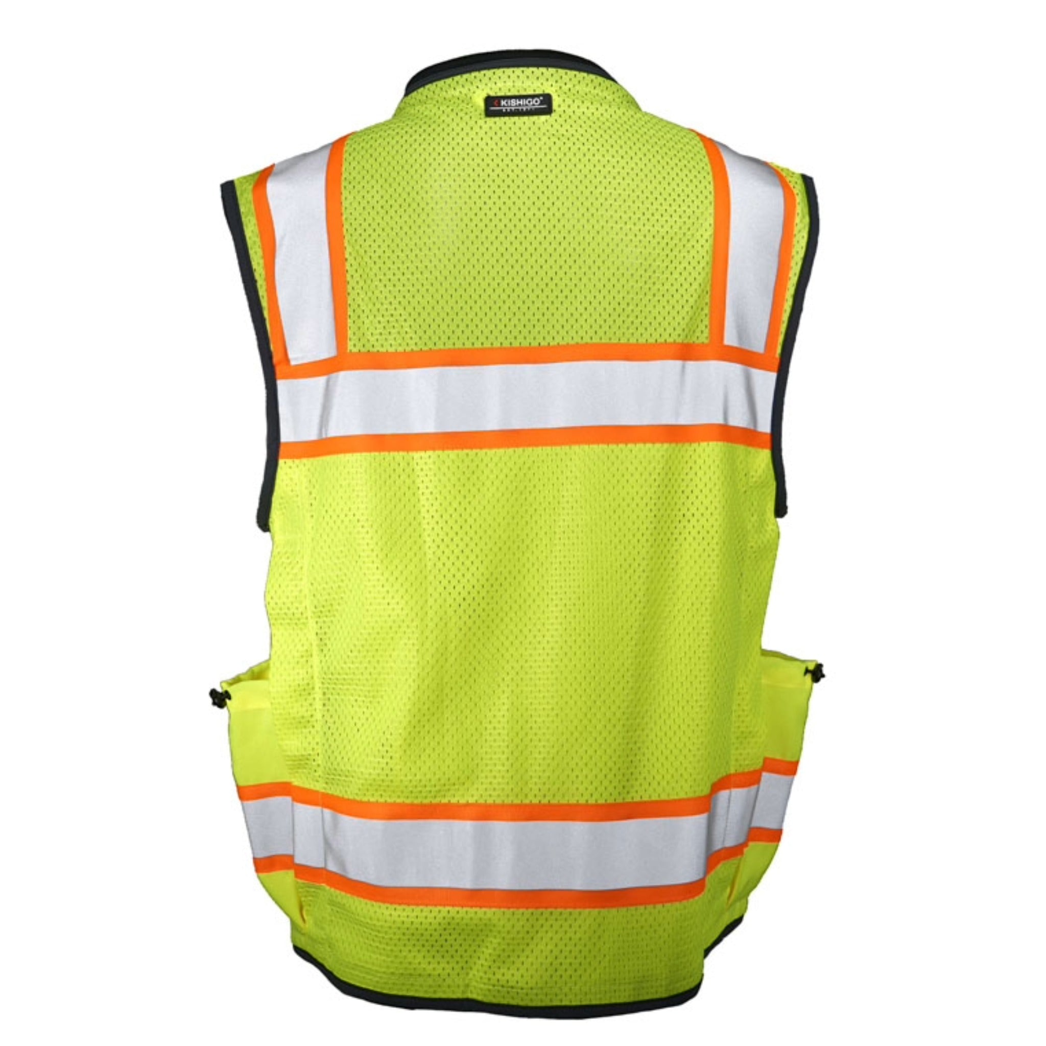 Kishigo 1823 Men's Ultimate Construction Vest, Type R, Class 2, Lime/Black, 1 Each