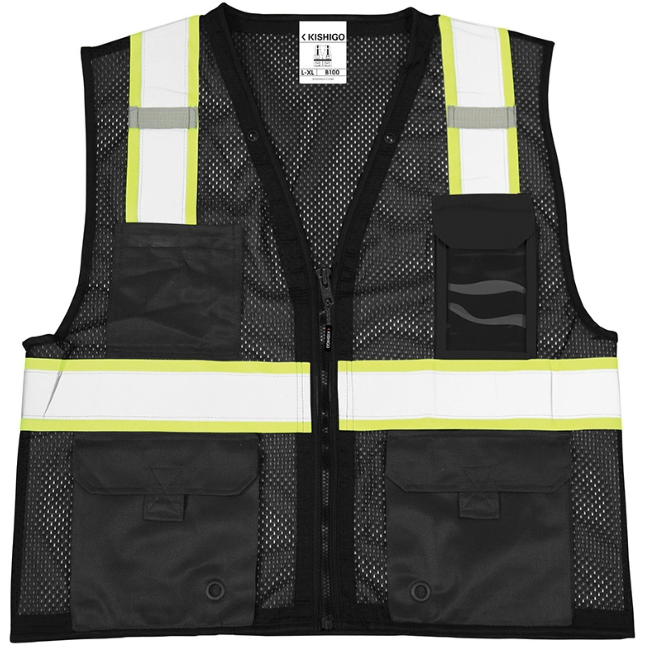 Kishigo B10 Enhanced Visibility Multi Pocket Mesh Vest, Non-ANSI, 1 Each-front-flat