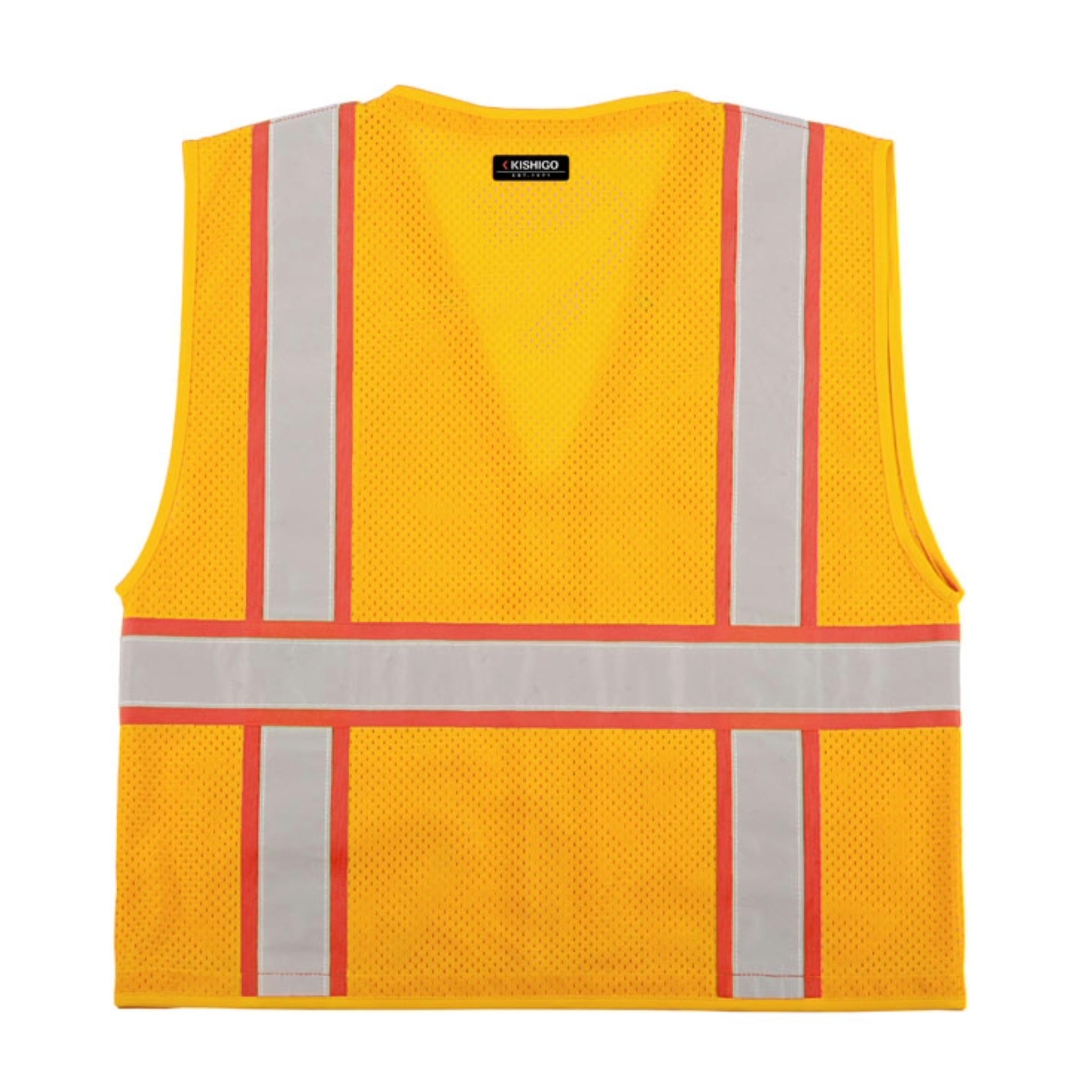 Kishigo B106 Enhanced Visibility Multi Pocket Mesh Vest, Non-ANSI, 1 Each-back-flat