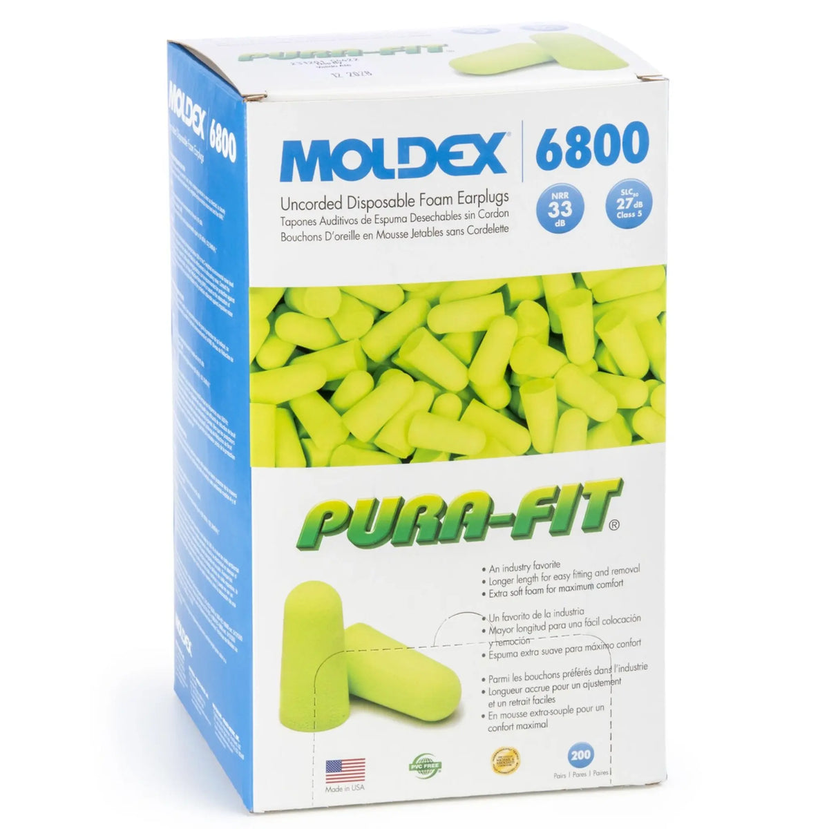 Moldex-Metric Pura-Fit 6800 Uncorded Disposable Foam Earplug, Box