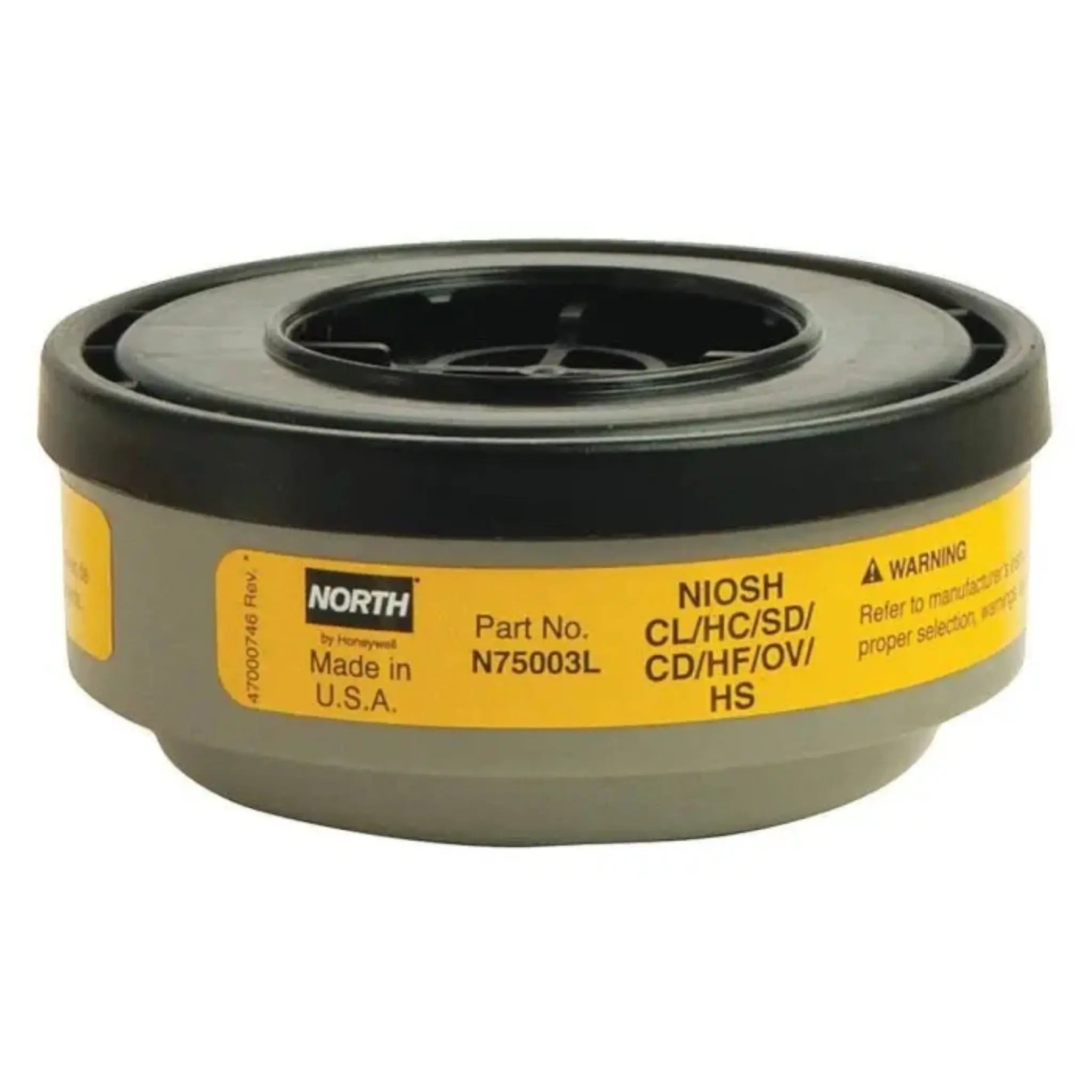 Honeywell North N75003L Acid Gas Cartridge for N Series, Yellow, Acid Gas/Organic Vapor, 1 Pair 