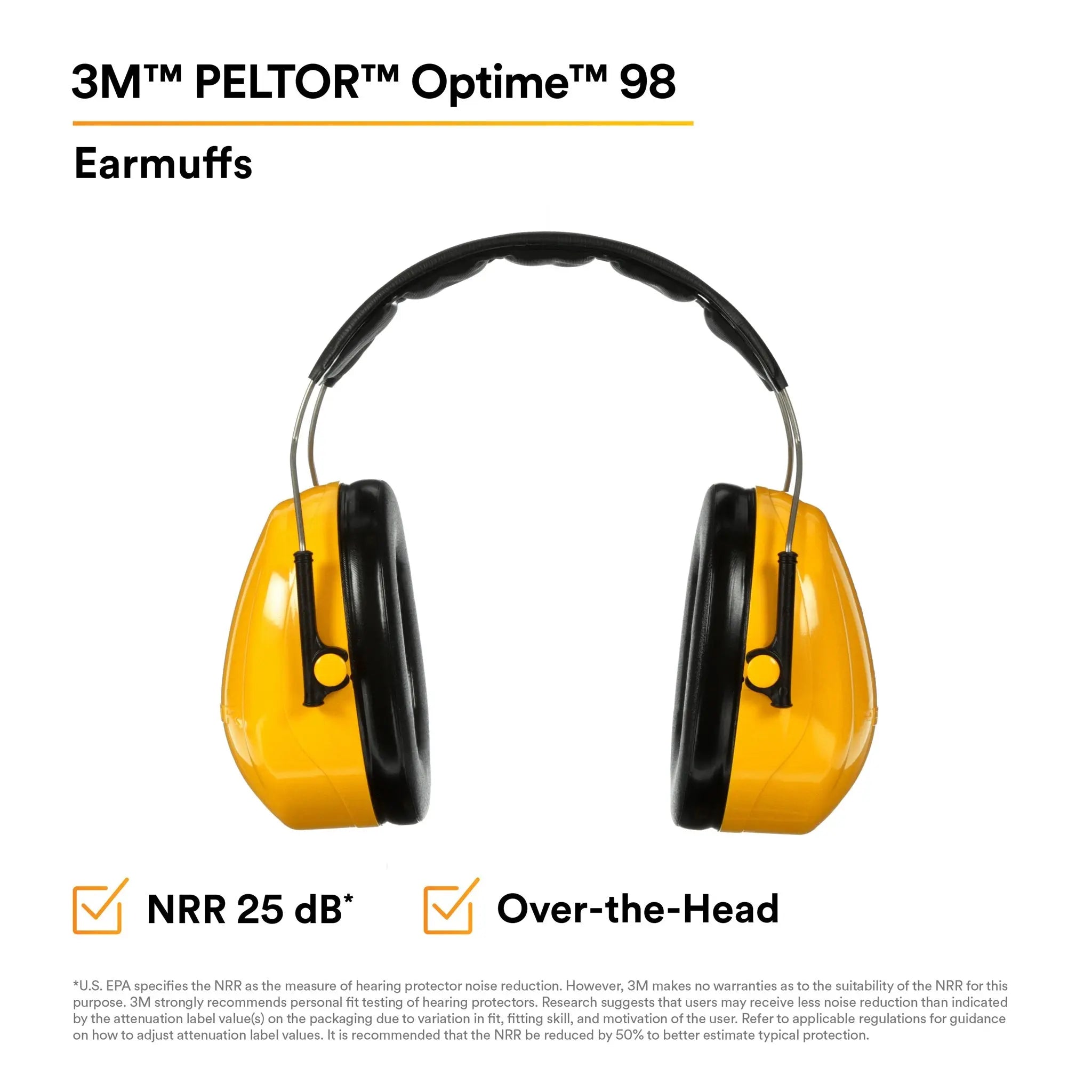 3M PELTOR H9A Optime 98 Over-the-Head Earmuffs, Features