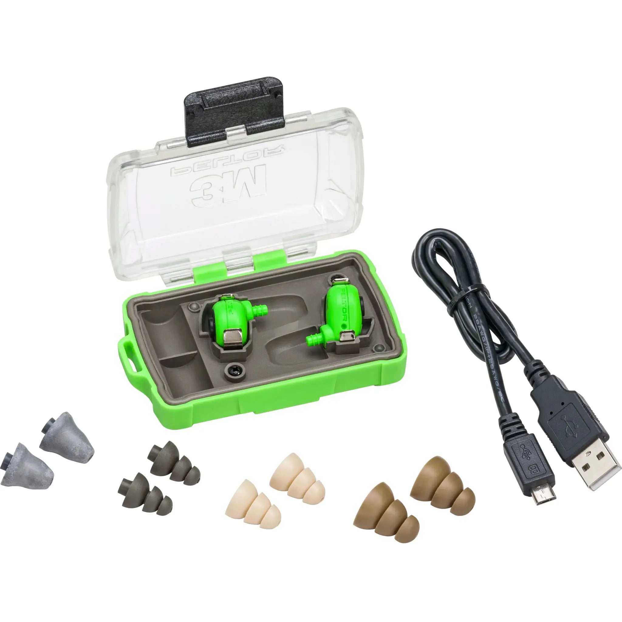 3M PELTOR EEP-100 Electronic Earplug Kit, Green, Universal, 1 Kit