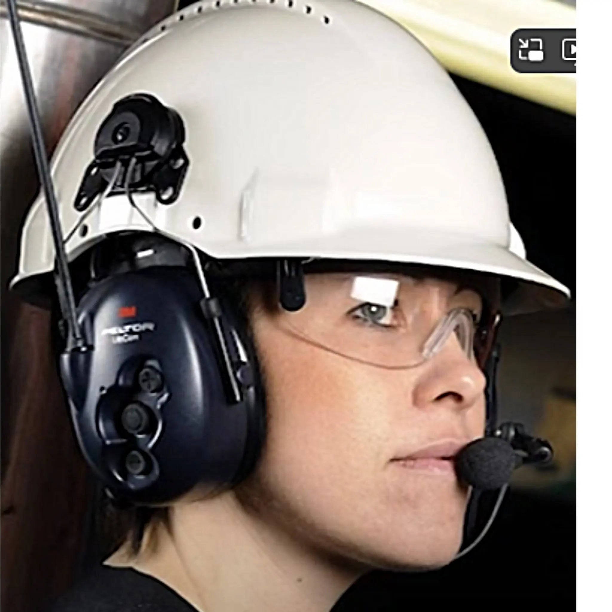 3M PELTOR LiteCom FRS Headset MT53H7P3E4602-NA, Hard Hat Attached, Lifestyle